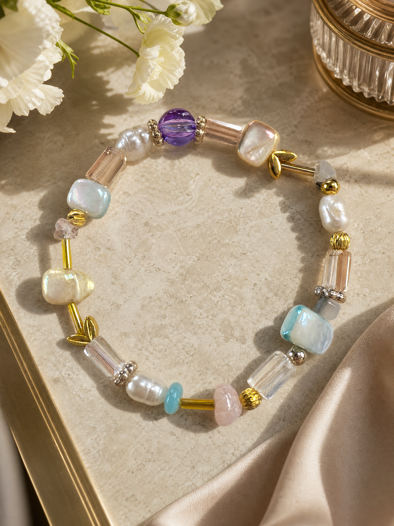 Pearl & Gemstone Beaded Bracelet