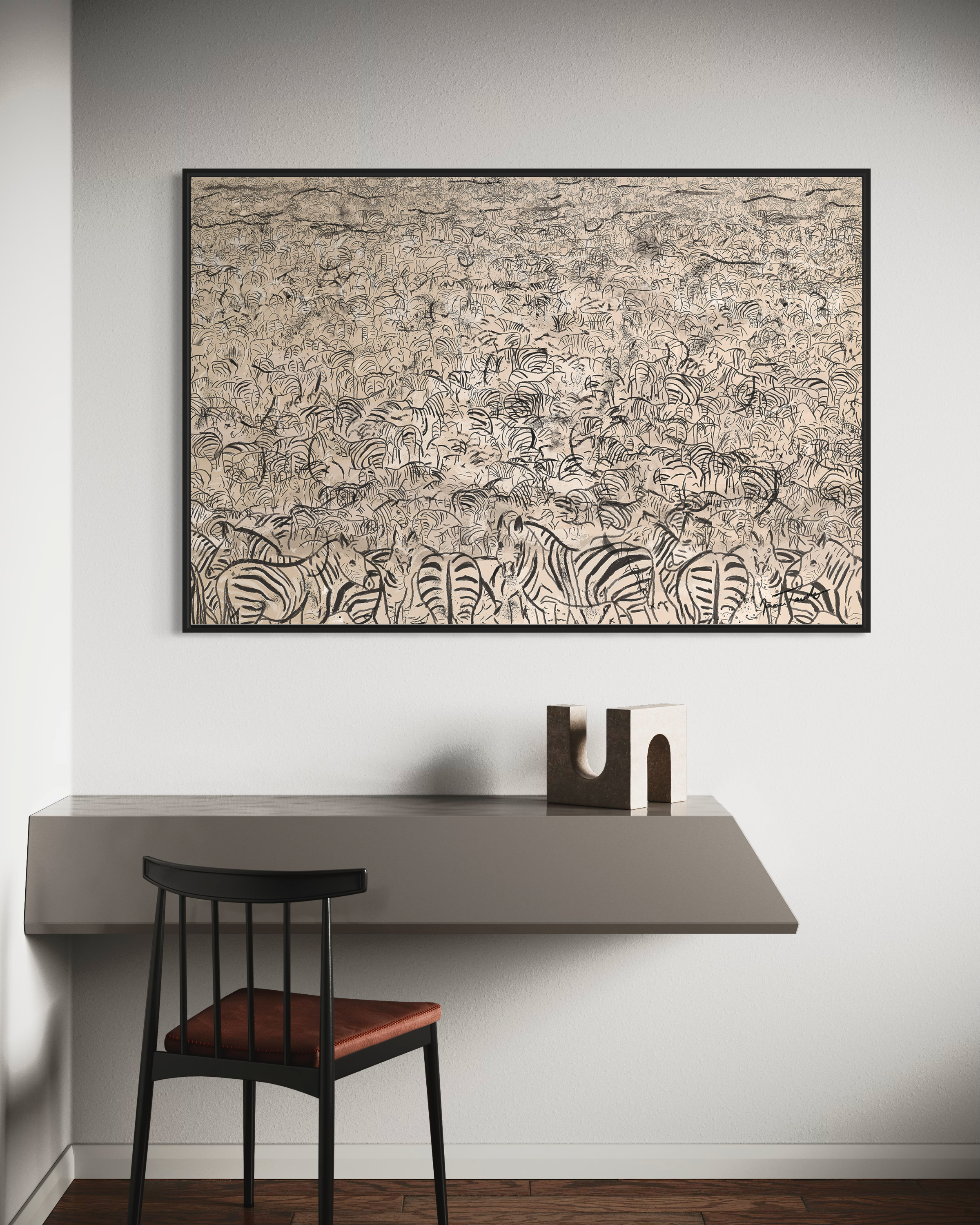 Voyaging Herd Landscape Black Frame .jpeg