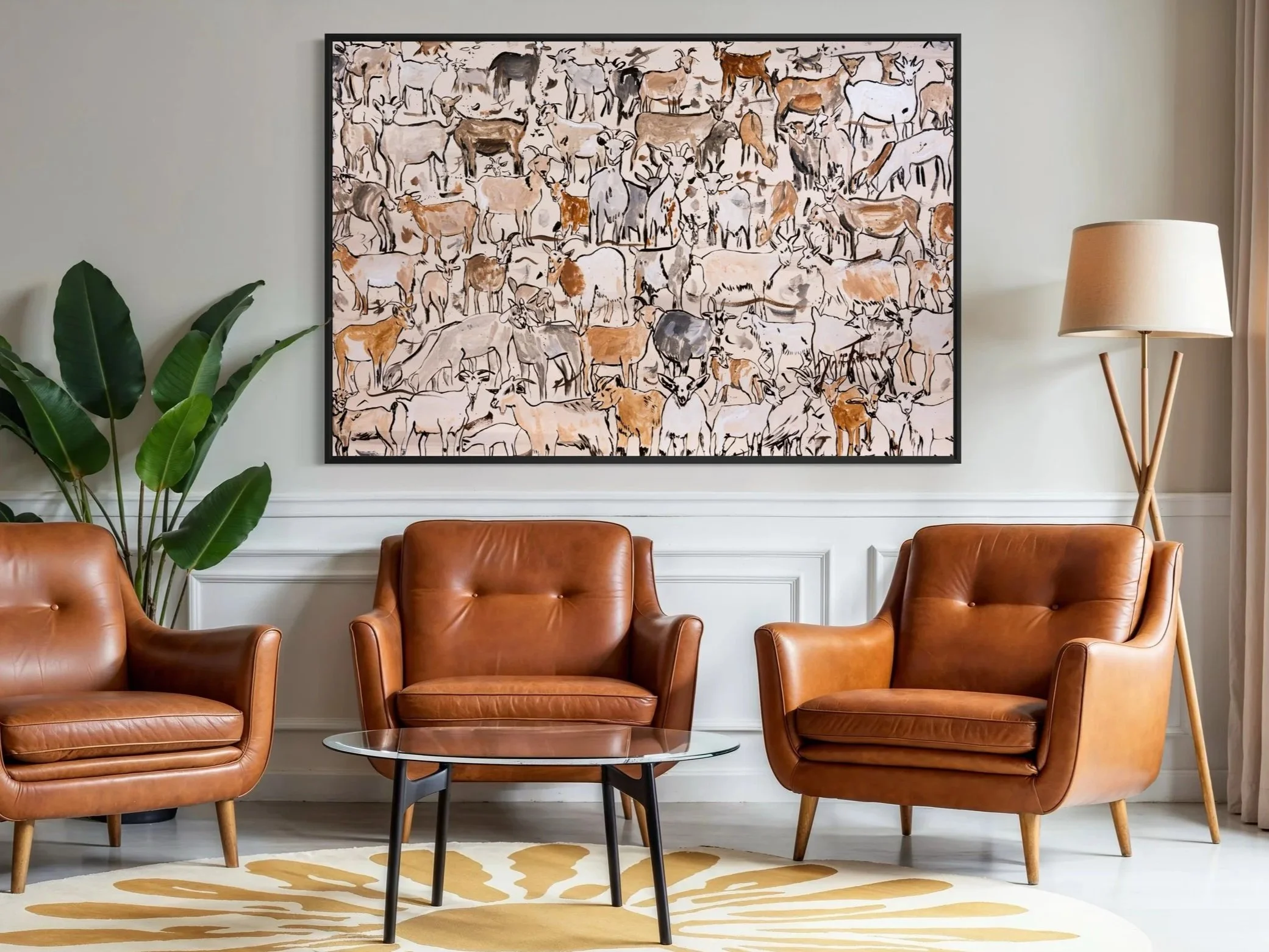 Playful Herd 60" x 40" Framed Canvas
