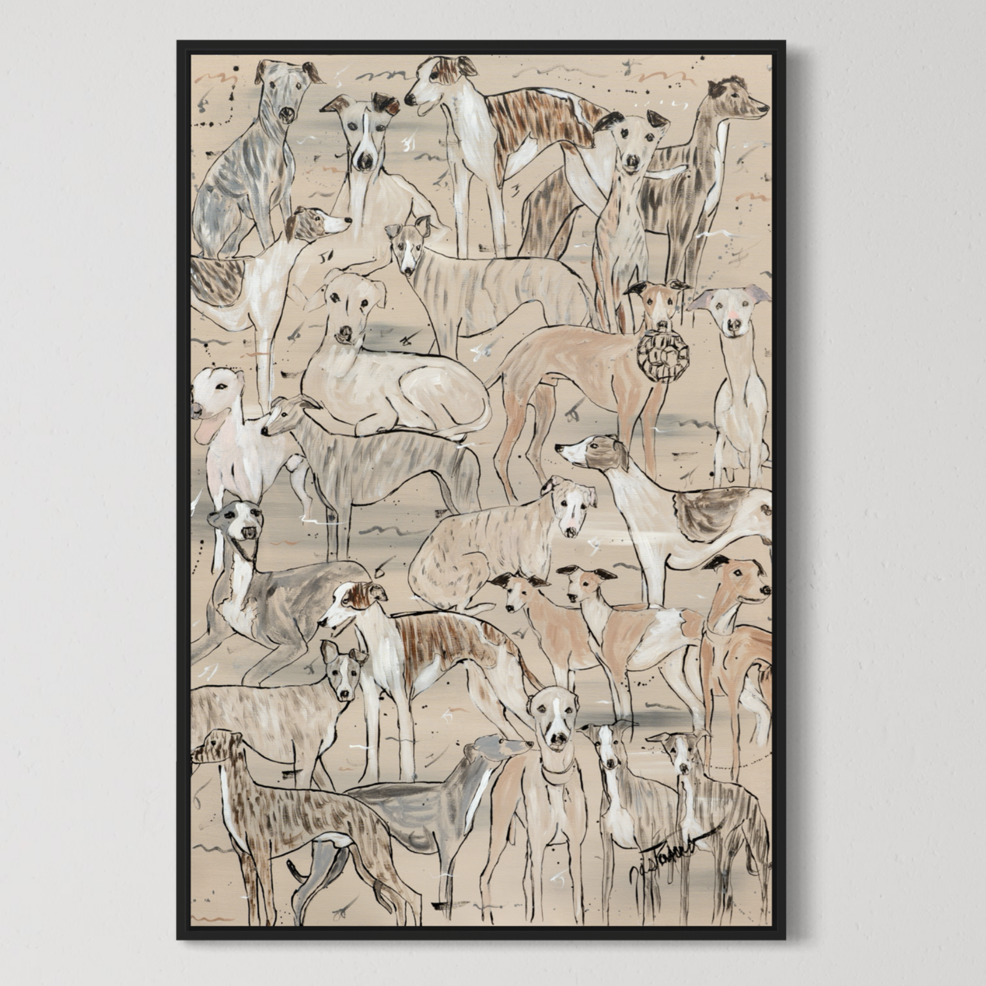 Whippet Herd - Canvas Print