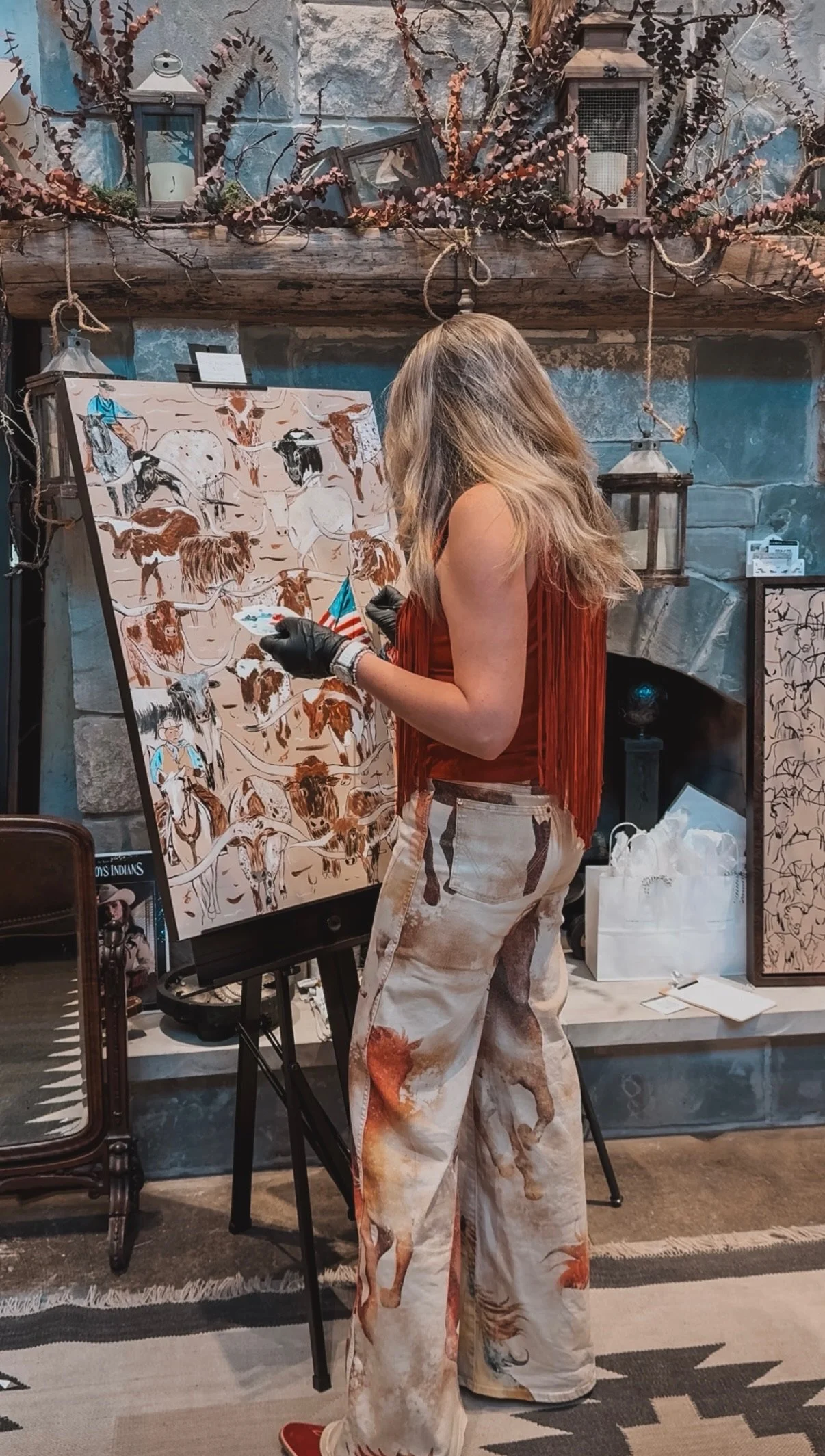 Live painting in the Fort Worth Stockyard for the Modern Masters of the West art show