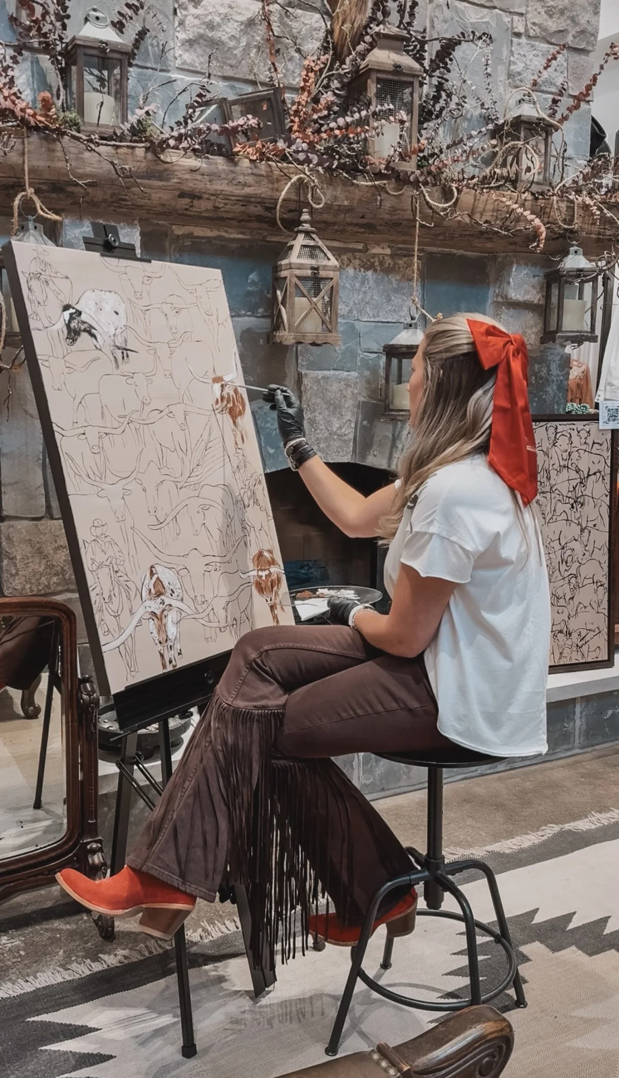 Live painting in the Fort Worth Stockyard for the Modern Masters of the West art show