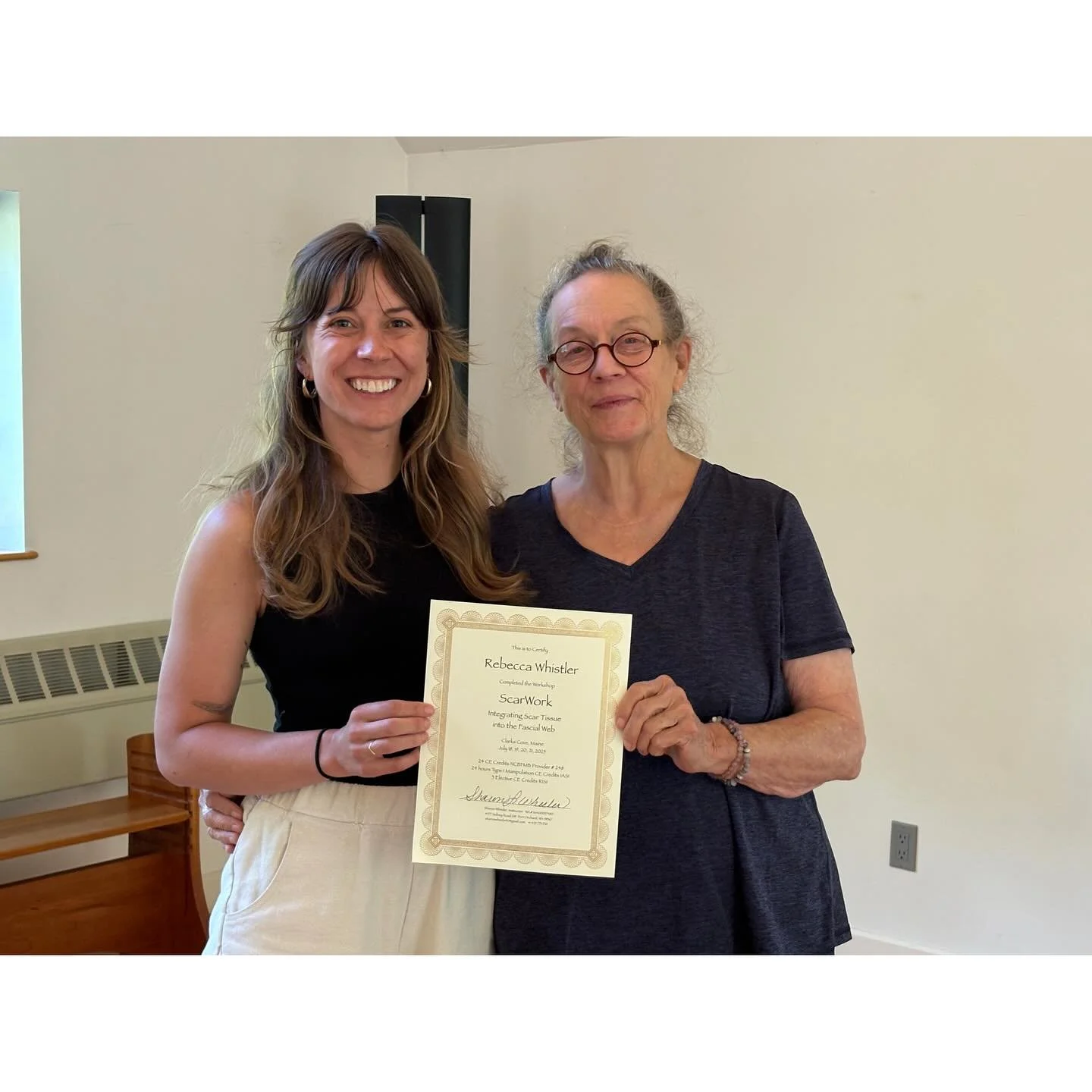 Four days of learning ScarWork from Sharon Wheeler in Maine. 

Sharon was one of Ida Rolf&rsquo;s original students, and there are few left who are still teaching. To be that close to the source, watching her hands that are so capable, her eyes that 