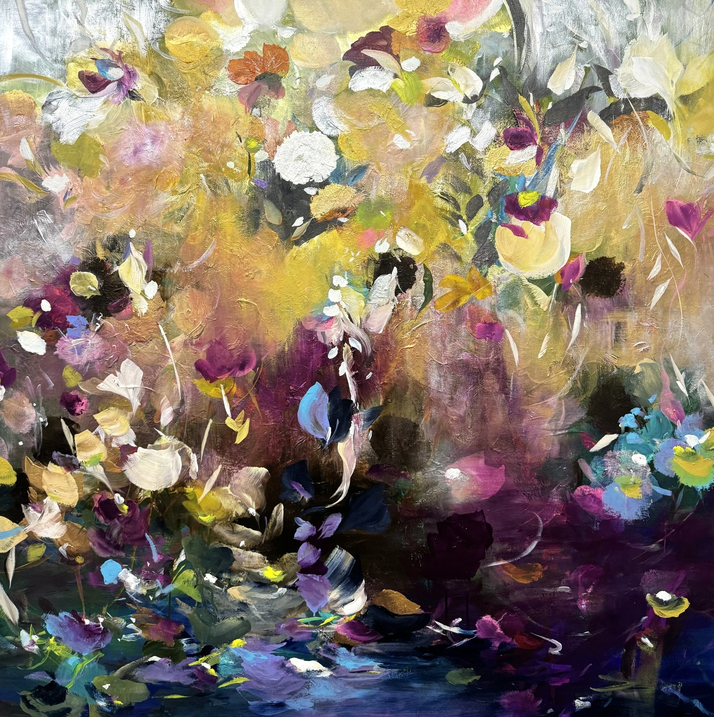 "Taliesin" 60”H x 60”W Painting on baltic birch wood panel ©2024 Jennifer J L Jones Available at New River Fine Art, Ft. Lauderdale, Florida, U.S