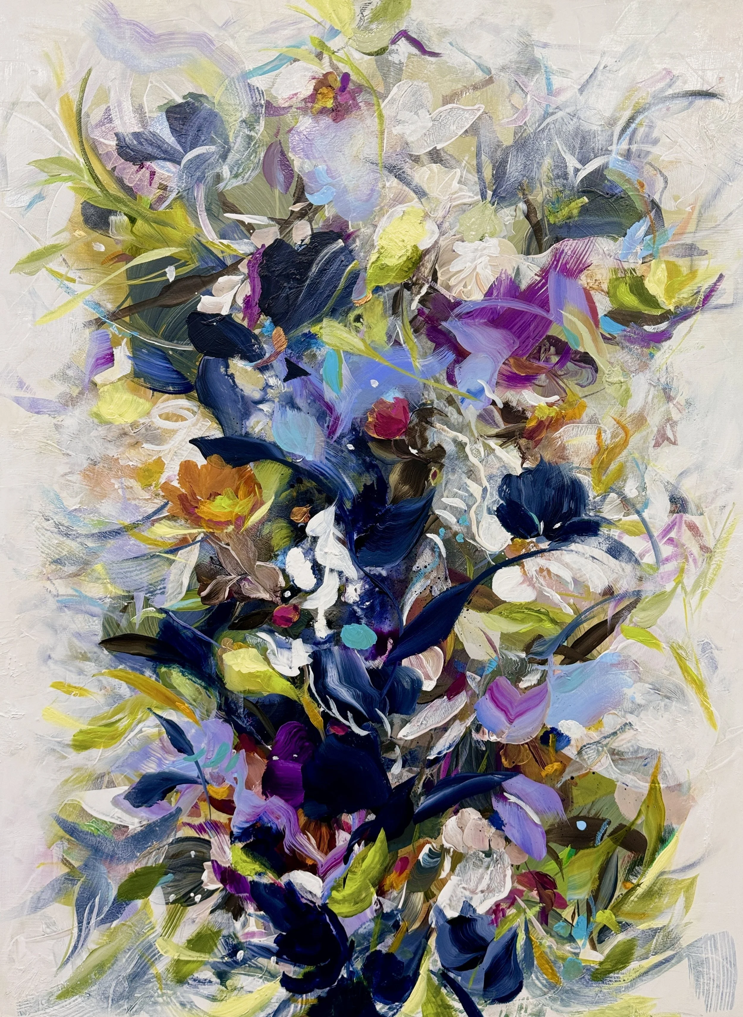 "Chrysalis II" 48”H x 36”W Painting on baltic birch wood panel ©2024 Jennifer J L Jones SOLD