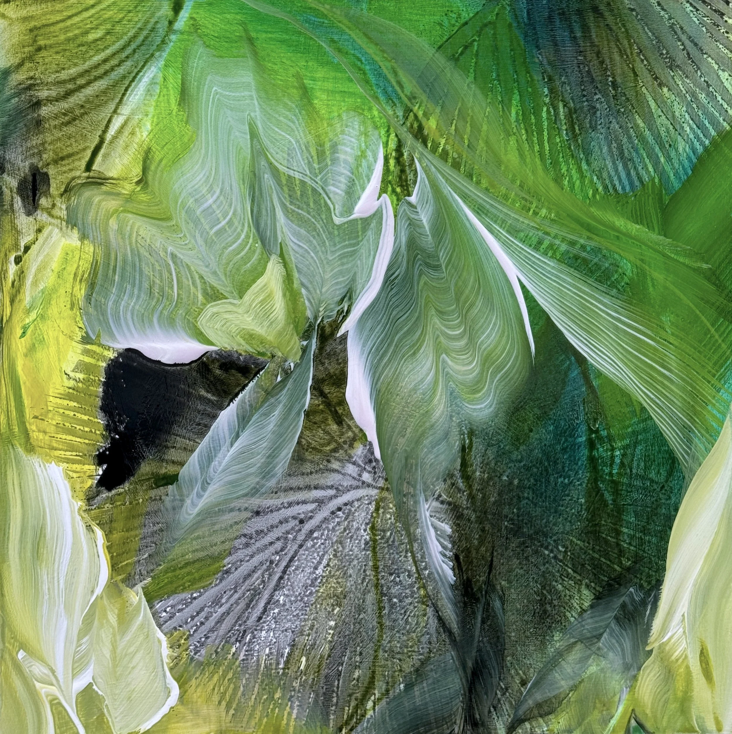 Thrum No.4
24h x 24w in. 
Painting on baltic birch wood panel
©2026 Jennifer J. L. Jones
Available at New River Fine Art, Ft. Lauderdale FL, U.S.