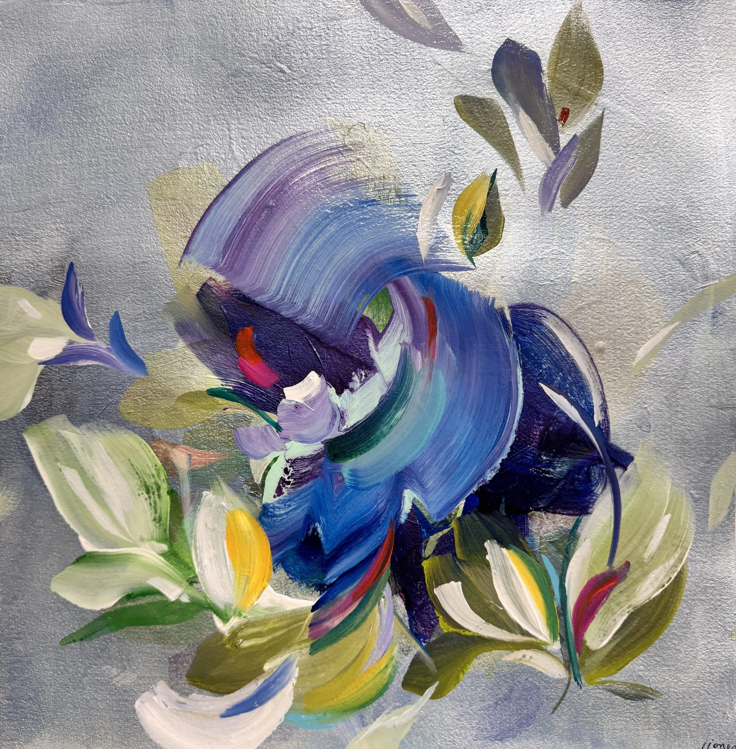 Celestine No. 2			
16h x 16w in.
Painting on paper
©2025 Jennifer J. L. Jones
Available at Hillary Whitaker Gallery, Ponte Vedra Beach, FL, U.S.