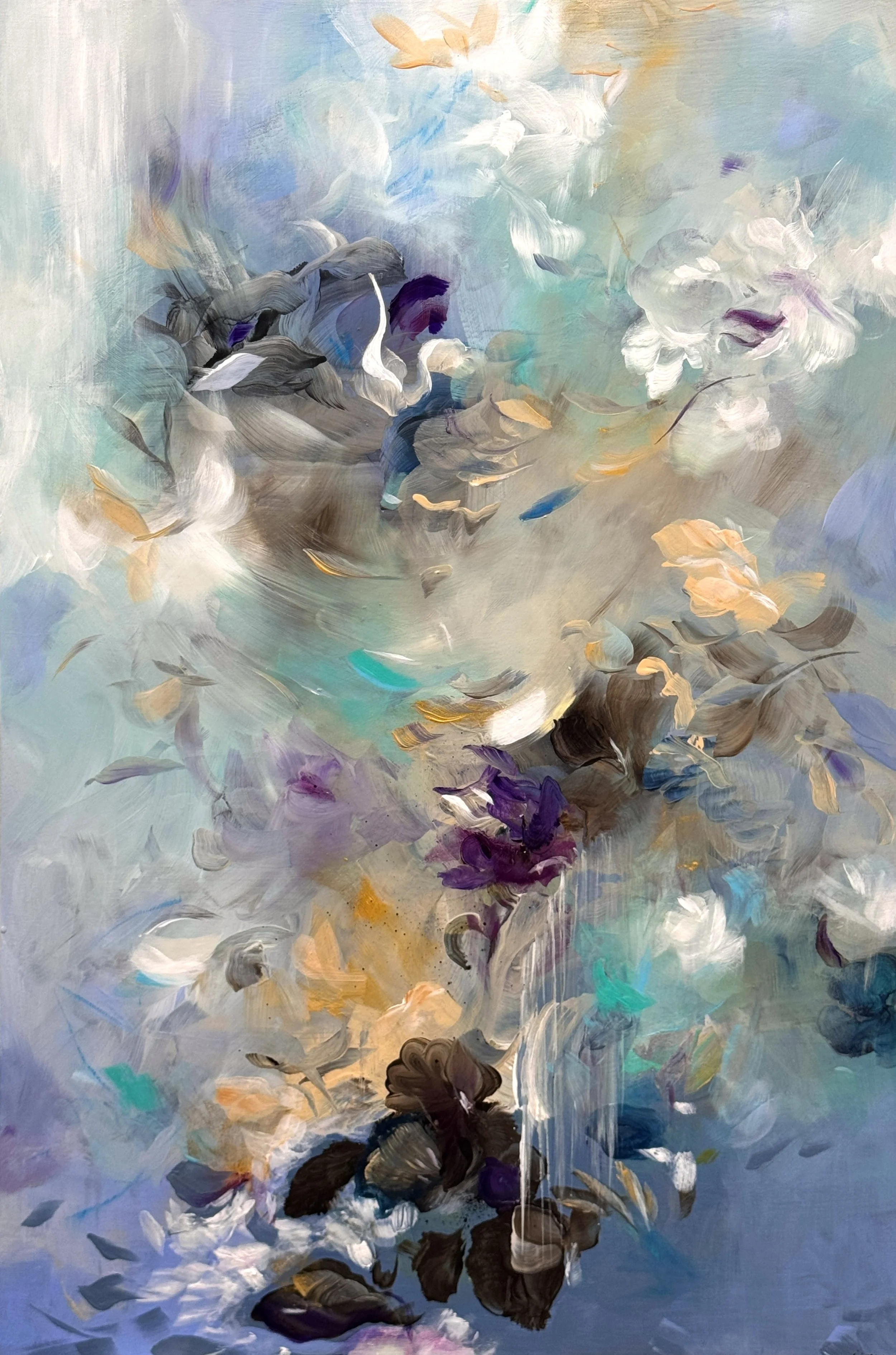 Flying Cloud No.1
36h x 24w in. 
Painting on baltic birch wood panel
©2026 Jennifer J. L. Jones
Available at New River Fine Art, Ft. Lauderdale FL, U.S.