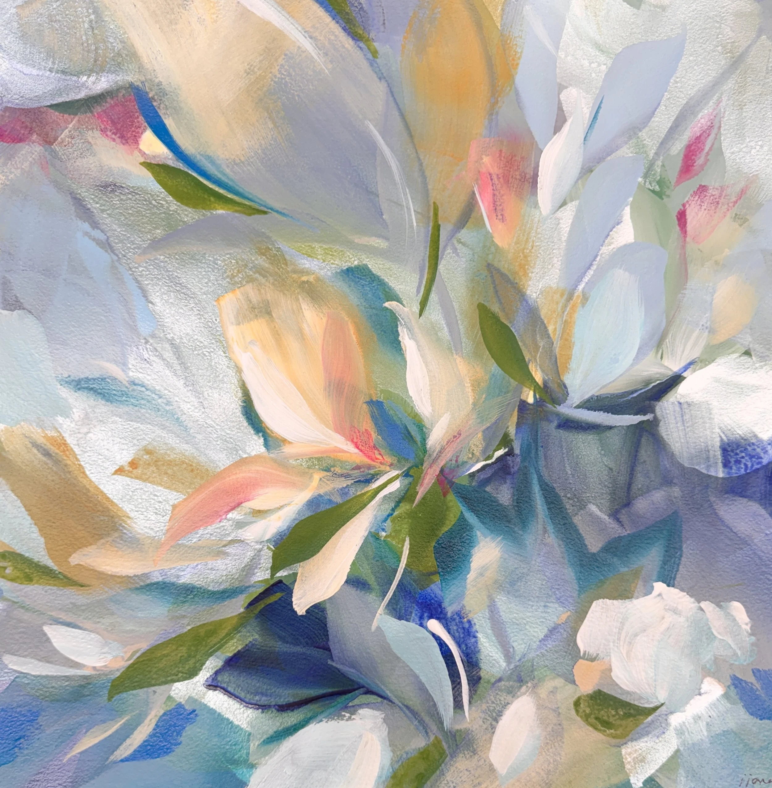 Lunare No. 5			
16h x 16w in.
Painting on paper
©2025 Jennifer J. L. Jones
Available at Hillary Whitaker Gallery, Ponte Vedra Beach, FL, U.S.