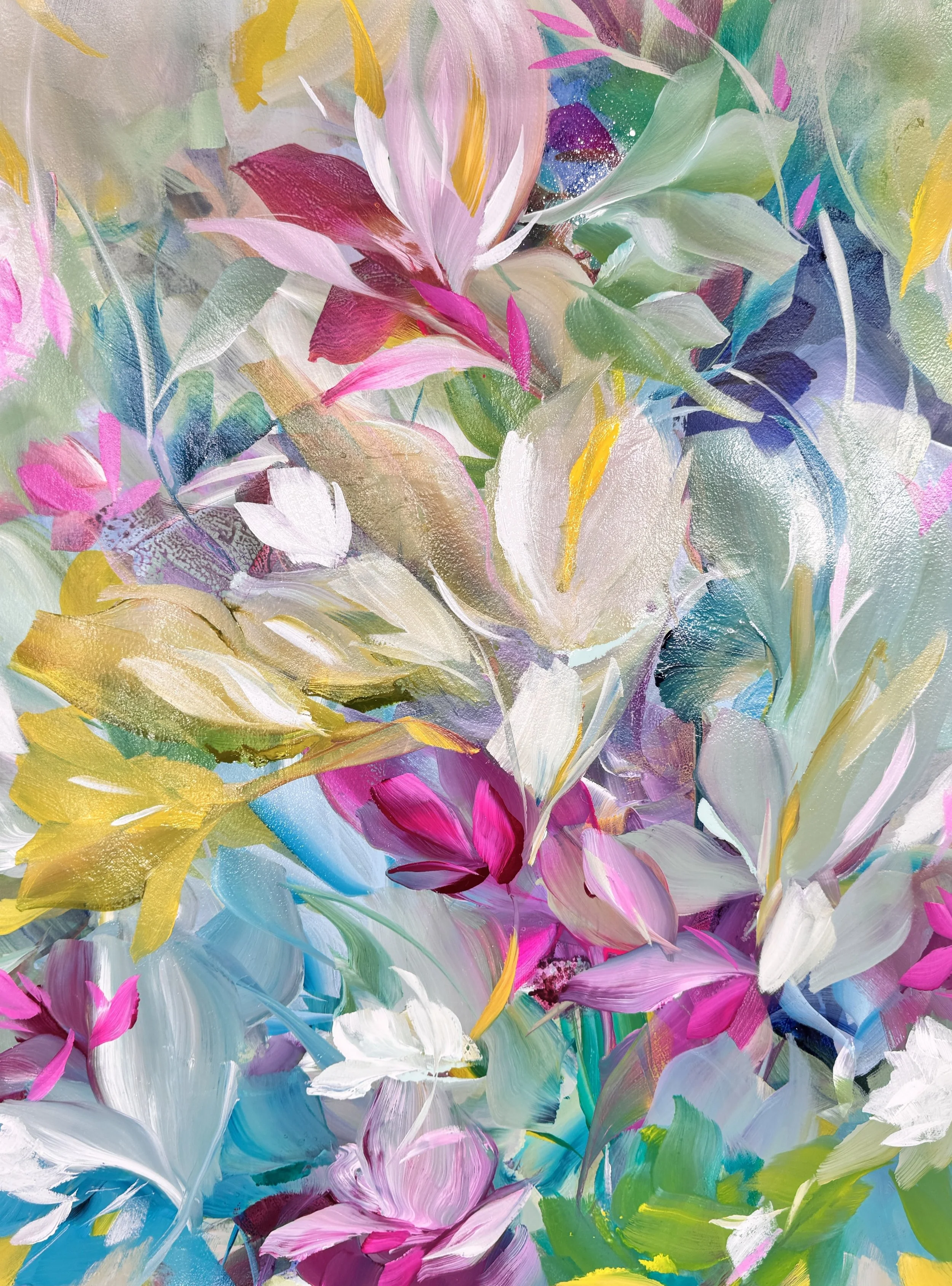 Caelora No. 1			
30h x 22.5w in.
Painting on paper
©2025 Jennifer J. L. Jones
Available at Hillary Whitaker Gallery, Ponte Vedra Beach, FL, U.S.