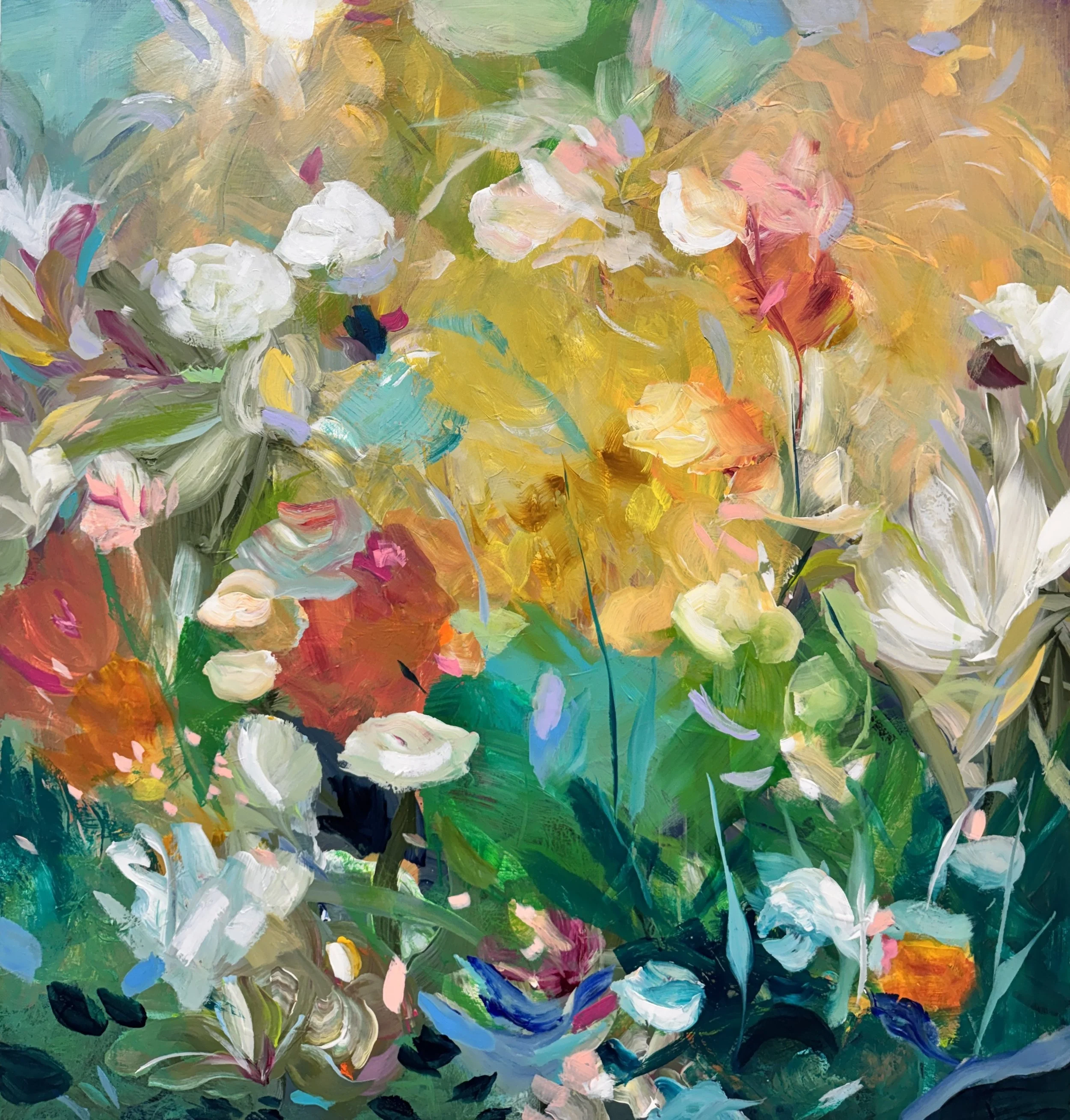 Solenne No. 1			
42h x 40w in.
Painting on Baltic Birch Wood 
©2025 Jennifer J. L. Jones
Available at Hillary Whitaker Gallery, Ponte Vedra Beach, FL, U.S.
