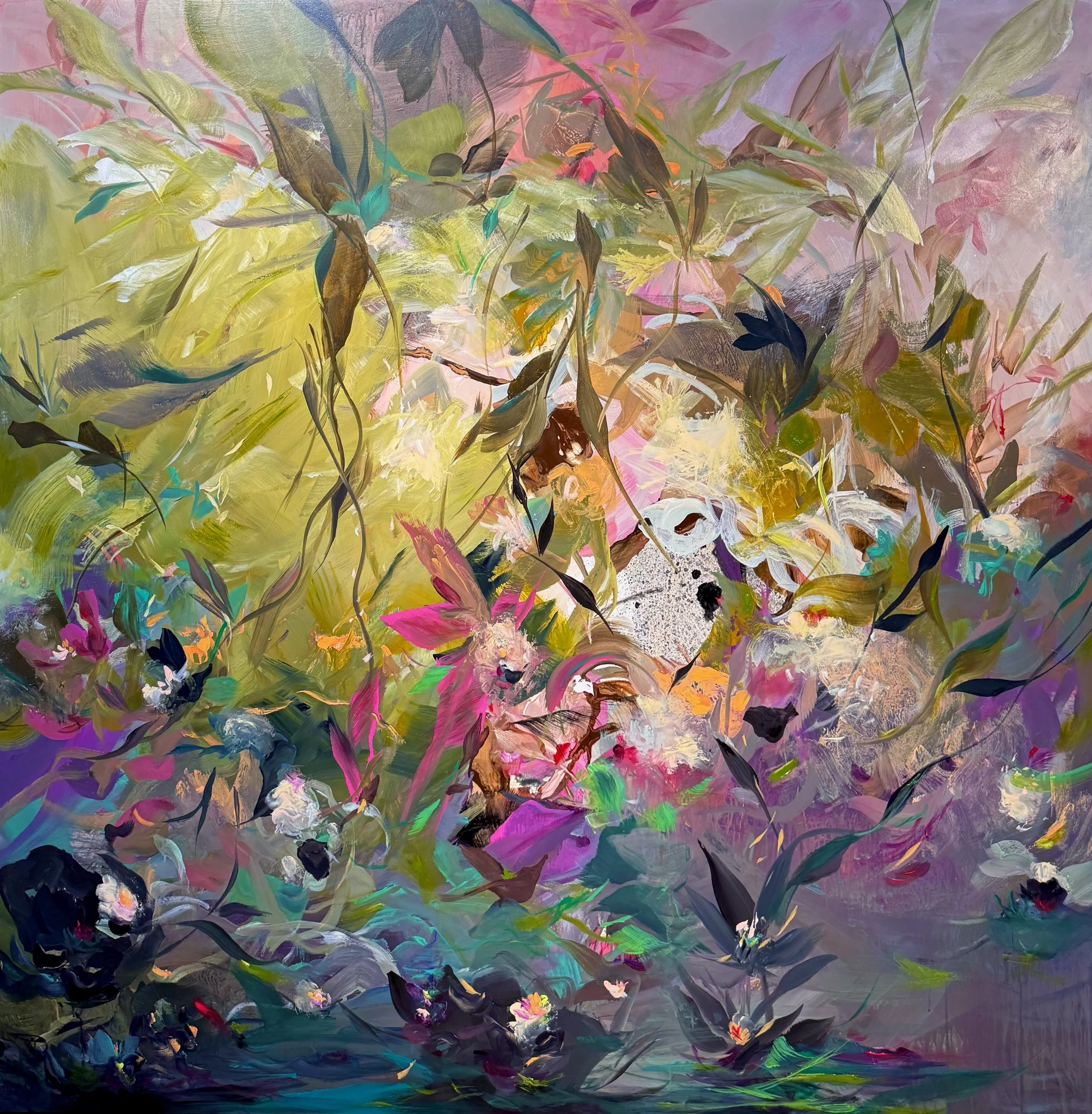 Lucence
60h x 60w in. 
Painting on baltic birch wood panel
©2026 Jennifer J. L. Jones
Available at New River Fine Art, Ft. Lauderdale FL, U.S.