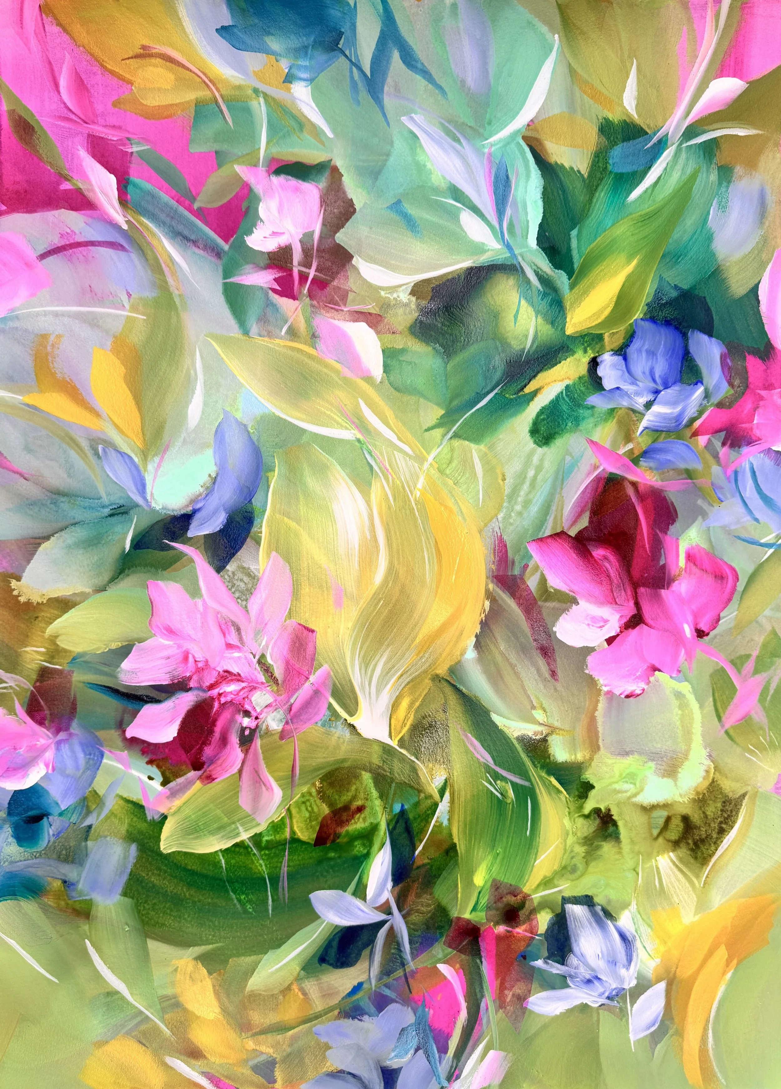 Caelora No. 2			
30h x 22.5w in.
Painting on paper
©2025 Jennifer J. L. Jones
Available at Hillary Whitaker Gallery, Ponte Vedra Beach, FL, U.S.