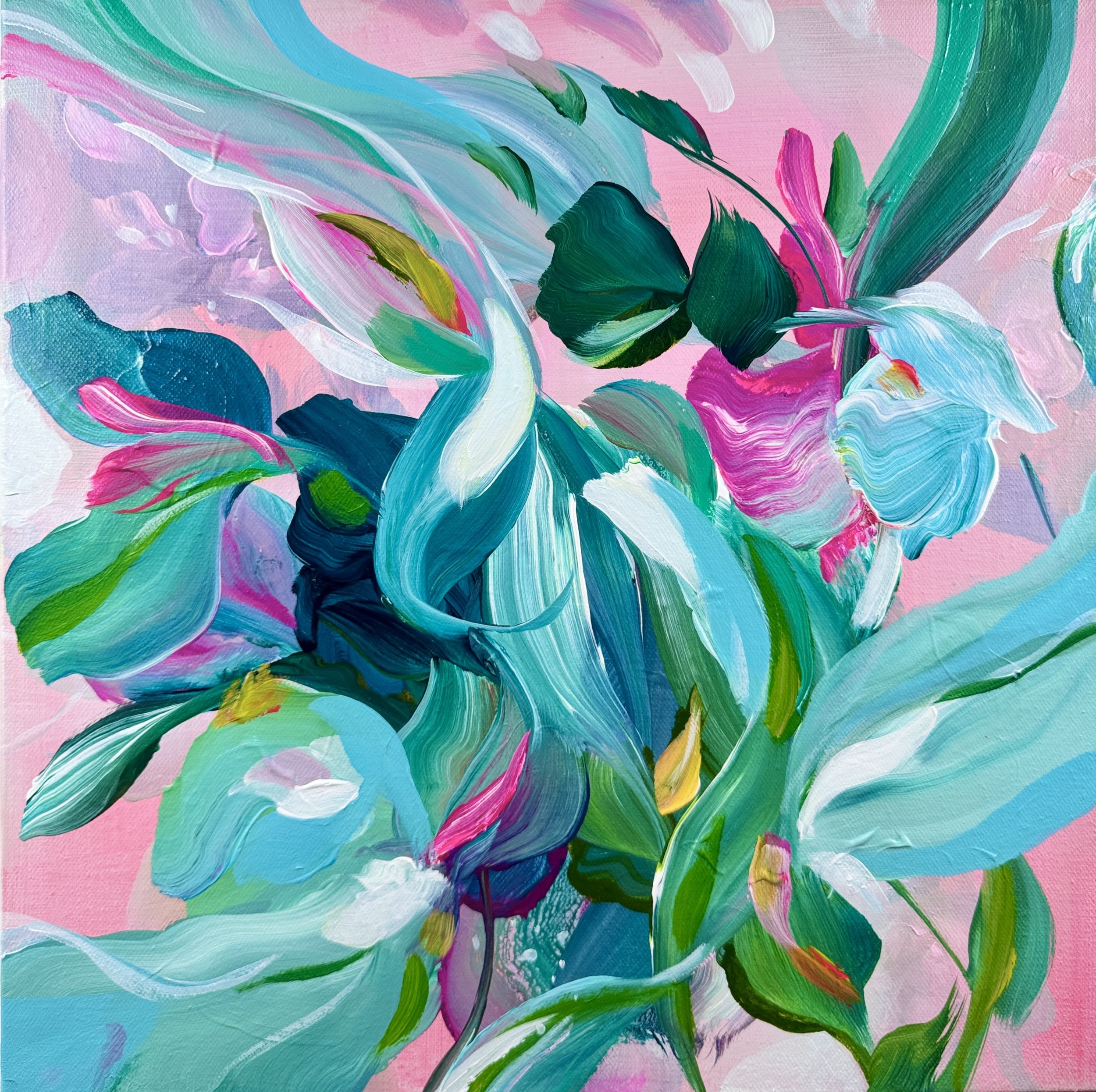 Hope No. 3			
16h x 16w in.
Painting on Canvas, Framed
©2025 Jennifer J. L. Jones
Available at Hillary Whitaker Gallery, Ponte Vedra Beach, FL, U.S.