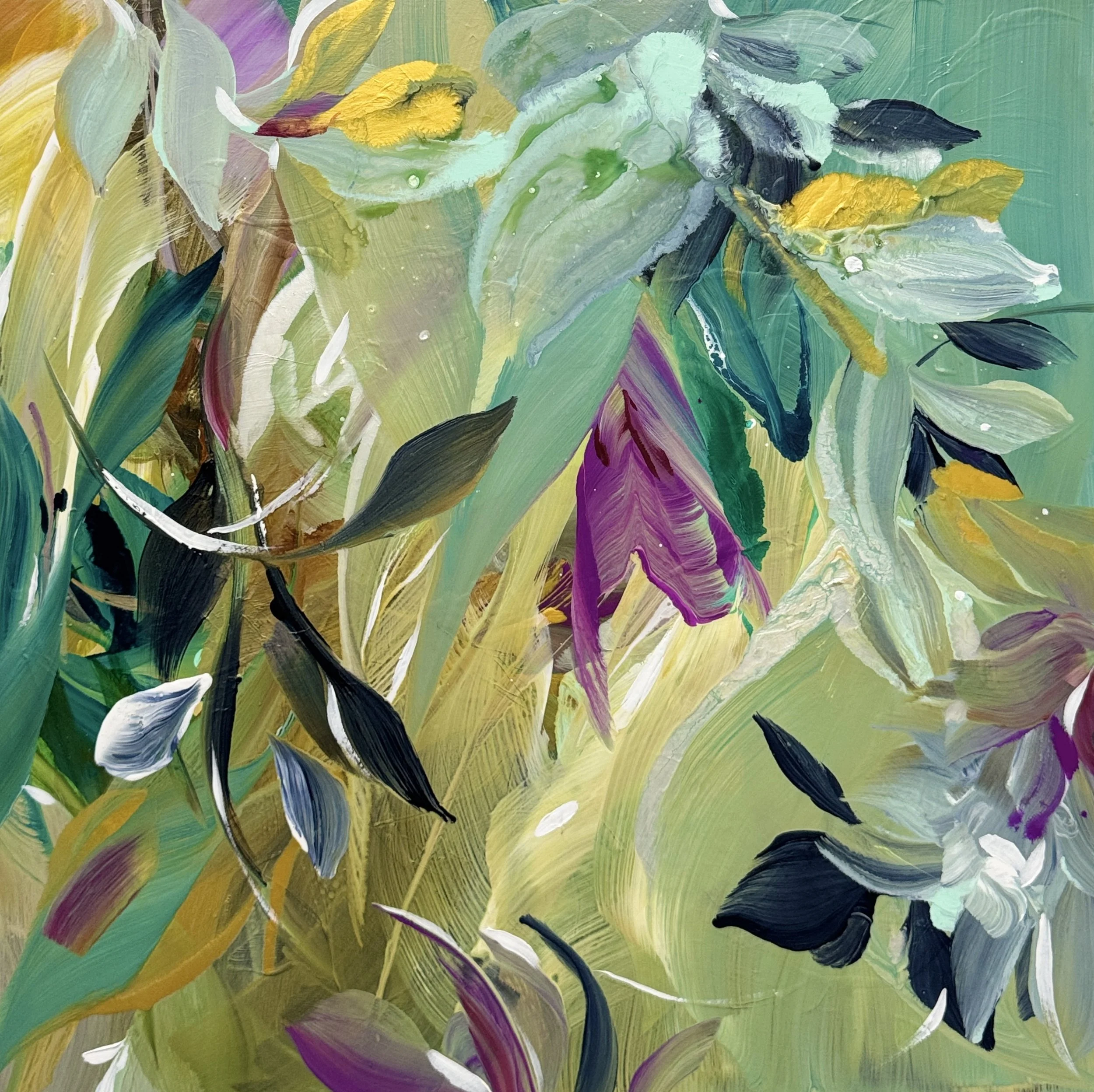 Woodland Whispers No.3
24 x 24 in.
Painting on baltic birch wood 
Available at Jennifer J. L. Jones Fine Art Studio & Gallery, Port Royal, S.C., U.S.