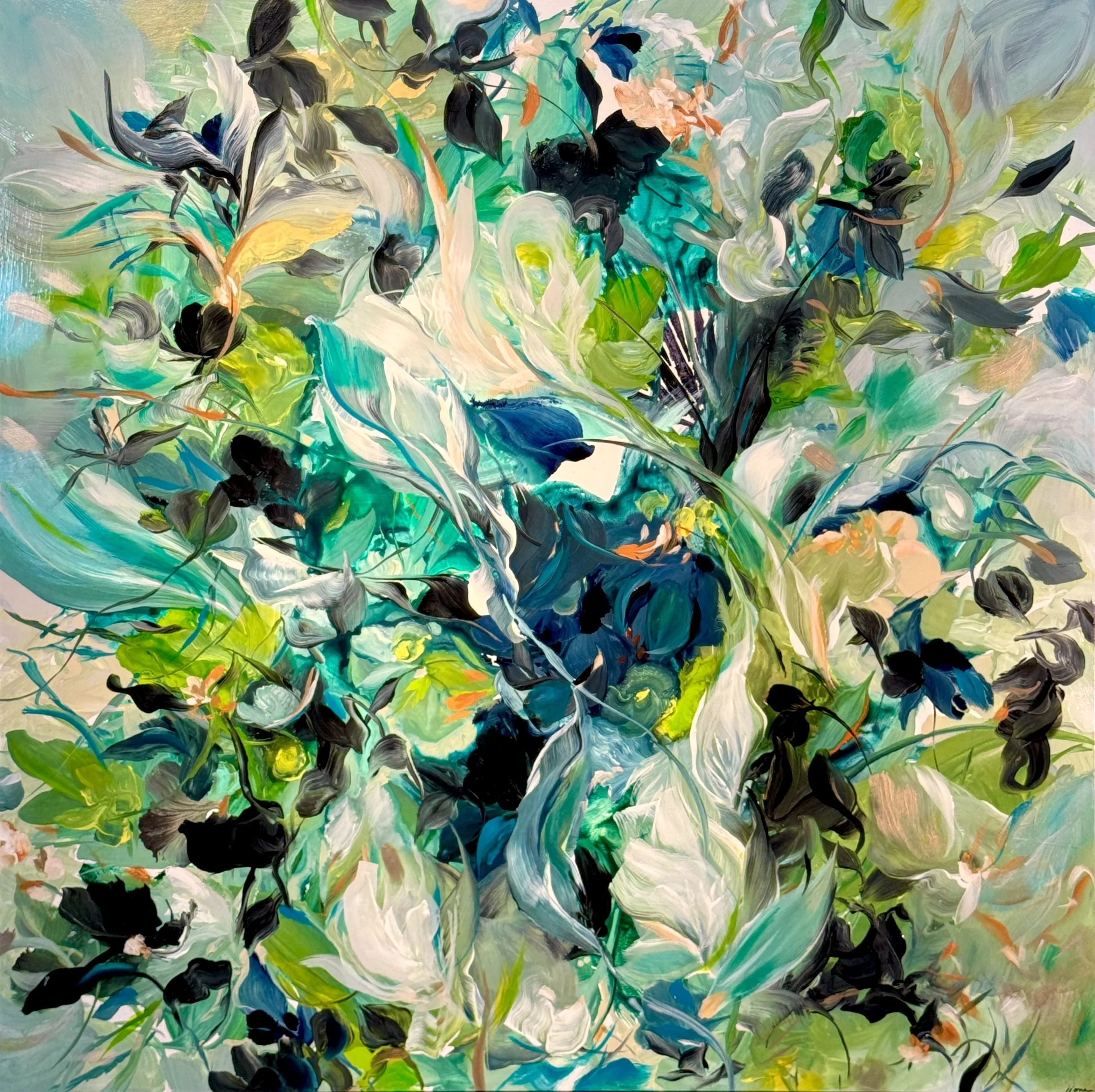 Tanul
48h x 48w in. 
Painting on baltic birch wood panel
©2026 Jennifer J. L. Jones
Available at New River Fine Art, Ft. Lauderdale FL, U.S.