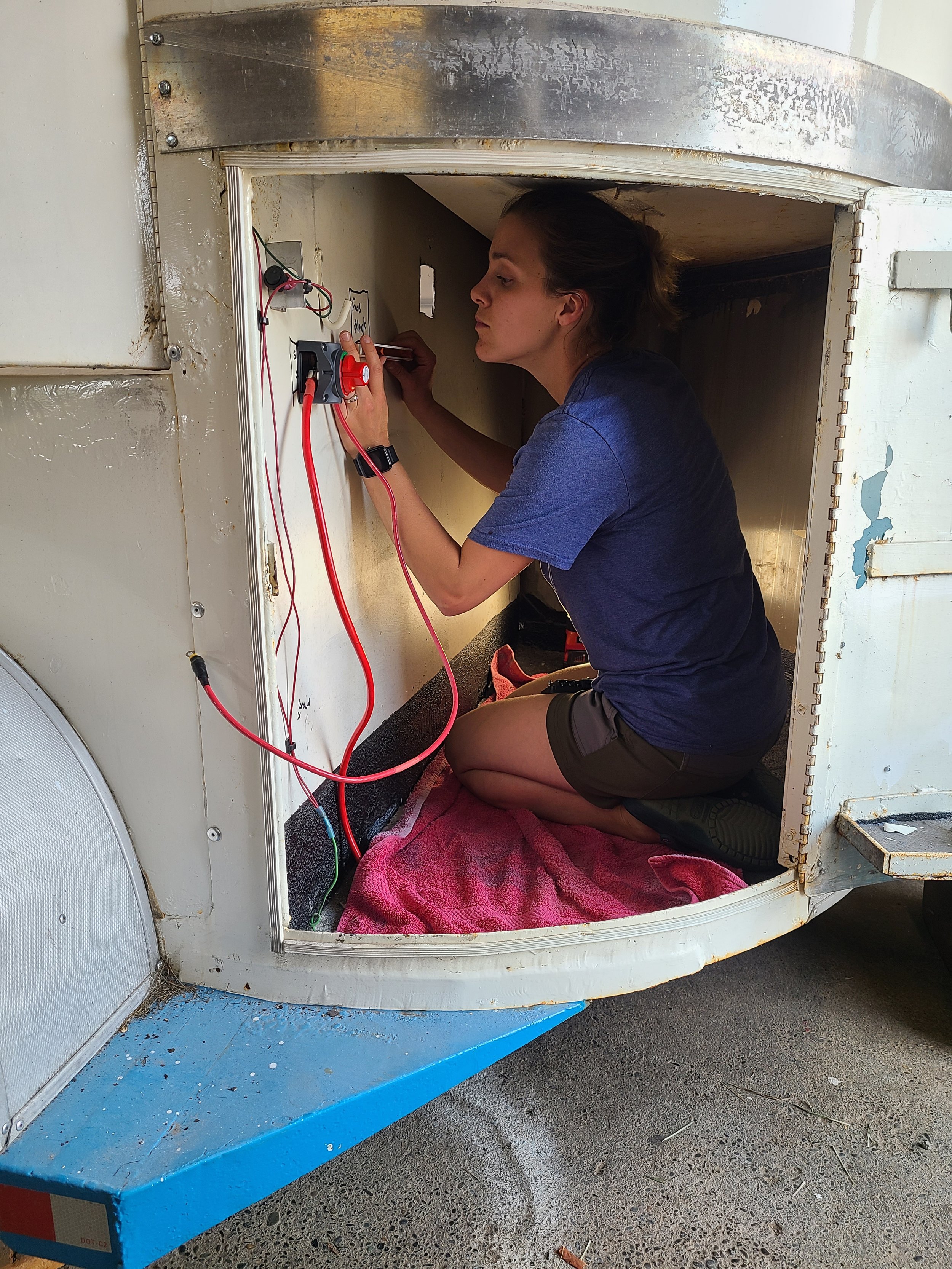 Some very basic 12 volt electrical work for the interior and exterior lights.