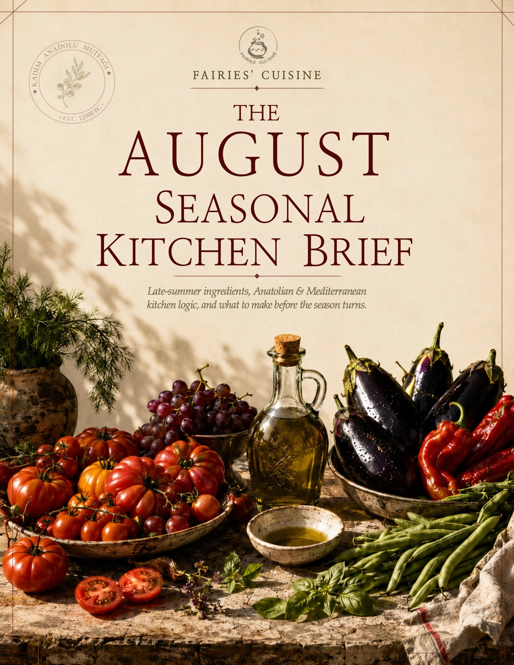 August Seasonal Kitchen Brief by Fairies' Cuisine