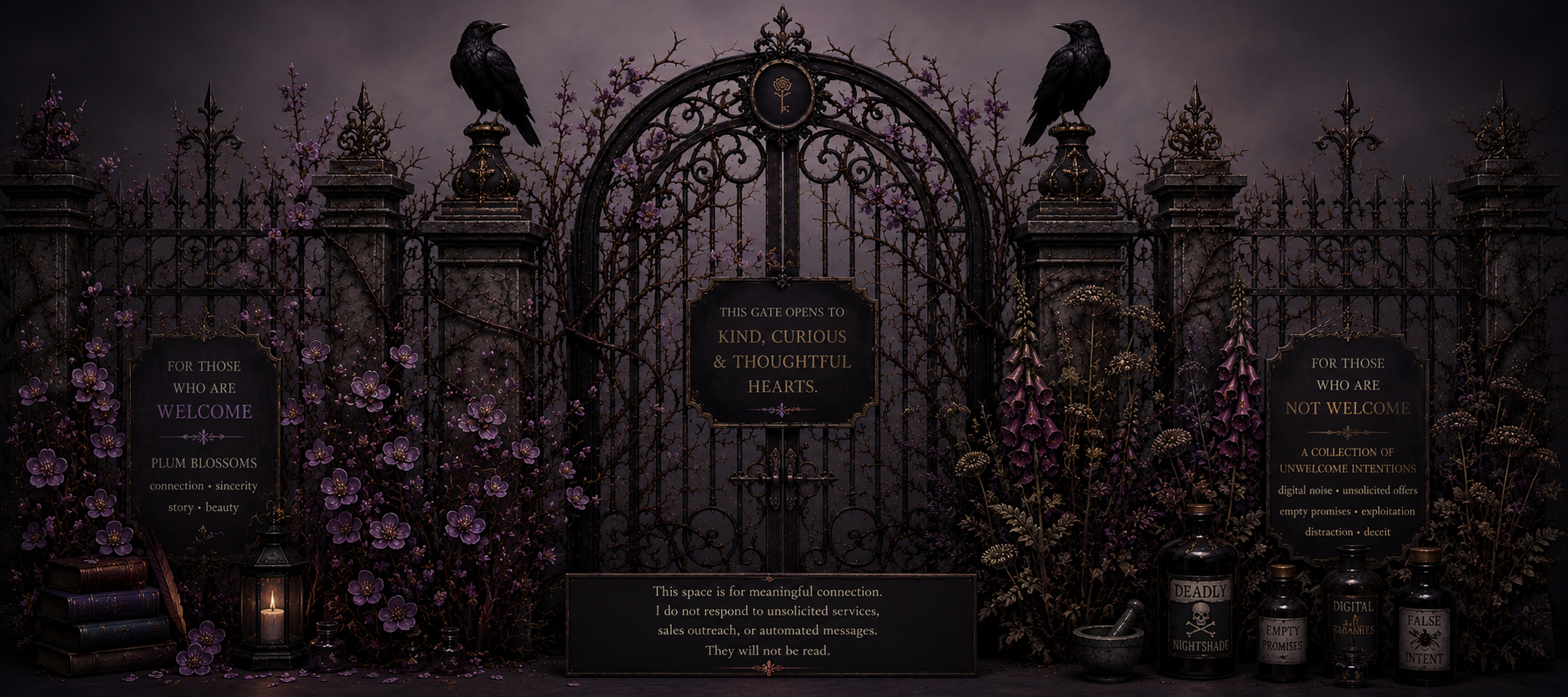 A gate meant to stop people from filling out the form who are unwelcome. Anyone interested in my services, my portfolio, job opportunities that are legitimate, and fans of stories are welcome. Sales, solicitations, and website work, are not welcome.