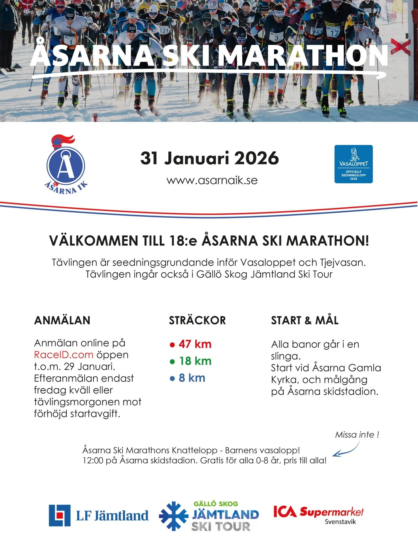 DET B&Ouml;RJAR N&Auml;RMA SIG 😍

&Aring;sarna Ski Marathon- t&auml;vlingen f&ouml;r alla! Vuxen som ungdom som barn &auml;r v&auml;lkomna att skida p&aring; &Aring;sarnas b&ouml;ljande sp&aring;r den 31:a januari 2026 ❄️💫

P&aring; knatteloppet ko
