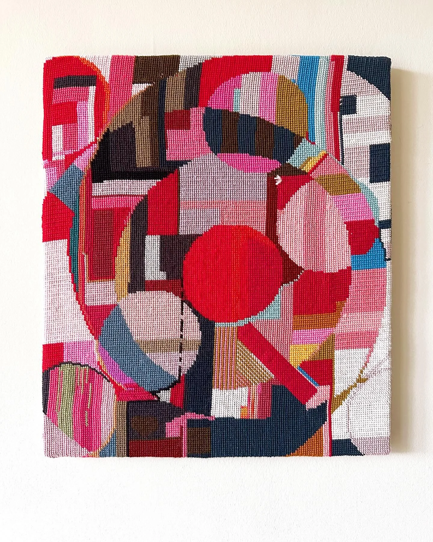 My latest finished tapestry, stretched and ready for framing. 
.
.
.
.
.
#textileart #textileartist #artcollector #igartists #contemporaryart #britishartist #artistlife #fineartists #artistsofinstagram #femaleartist #womenartists #doitfortheprocess