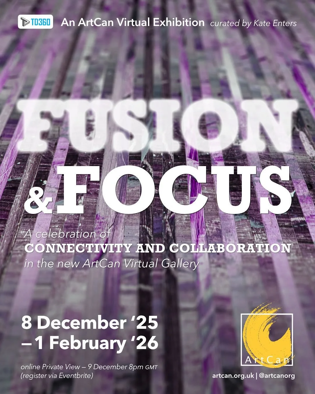 Coming soon! Happy to have been selected for Fusion &amp; Focus, an online show from @artcanorg opening on 8 December. 
#artcanfusionandfocus #artcan 
.
.
.
.
.
.
#artwork #instaartist  #artistsoninstagram #exhibition #artists #artexhibition #artcoll