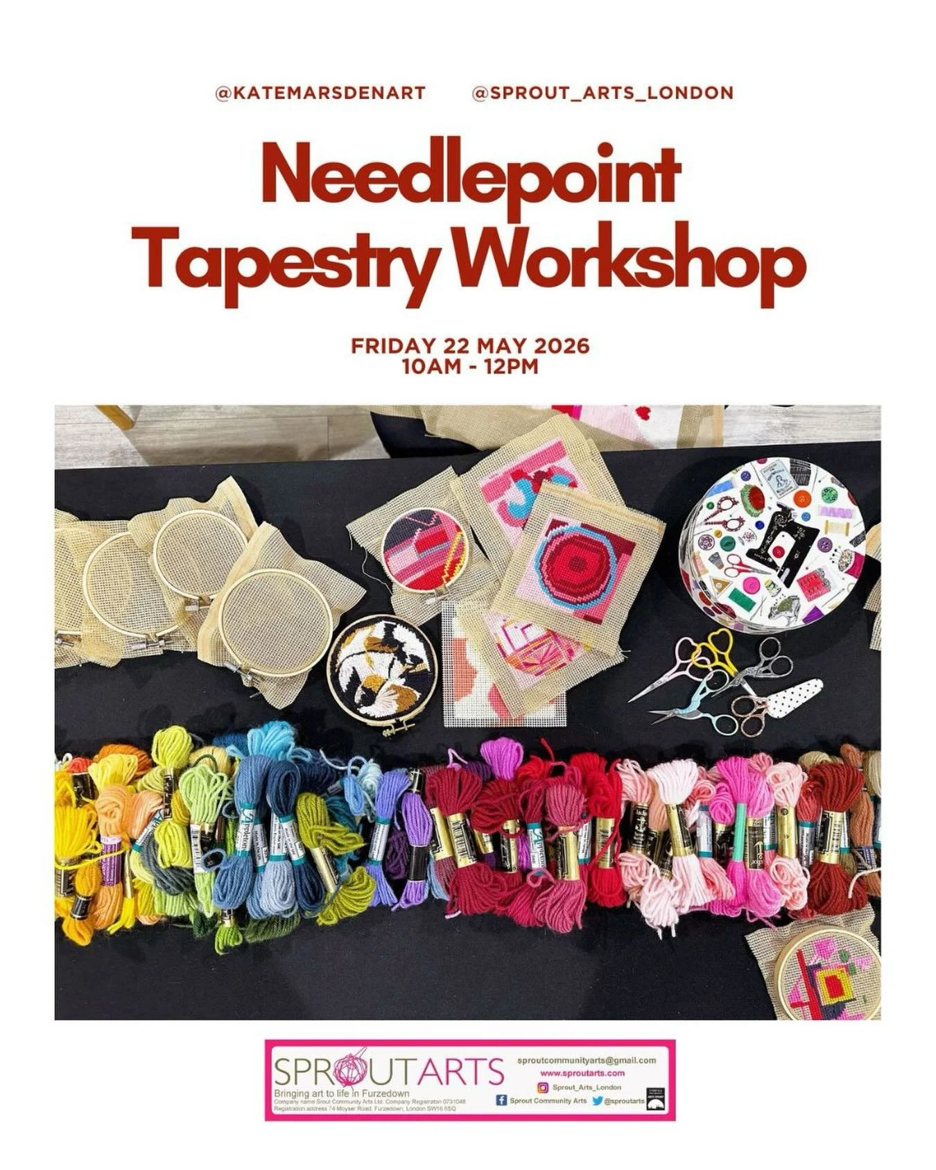 Finally! We have a date! Join me @sprout_arts_london on 22 May for my next needlepoint tapestry workshop&hellip; book via the link in my profile. 
.
.
.
.
.
.

#creativelifehappylife #calledtobecreative  #creativeworkshop #artworkshop #textileart
