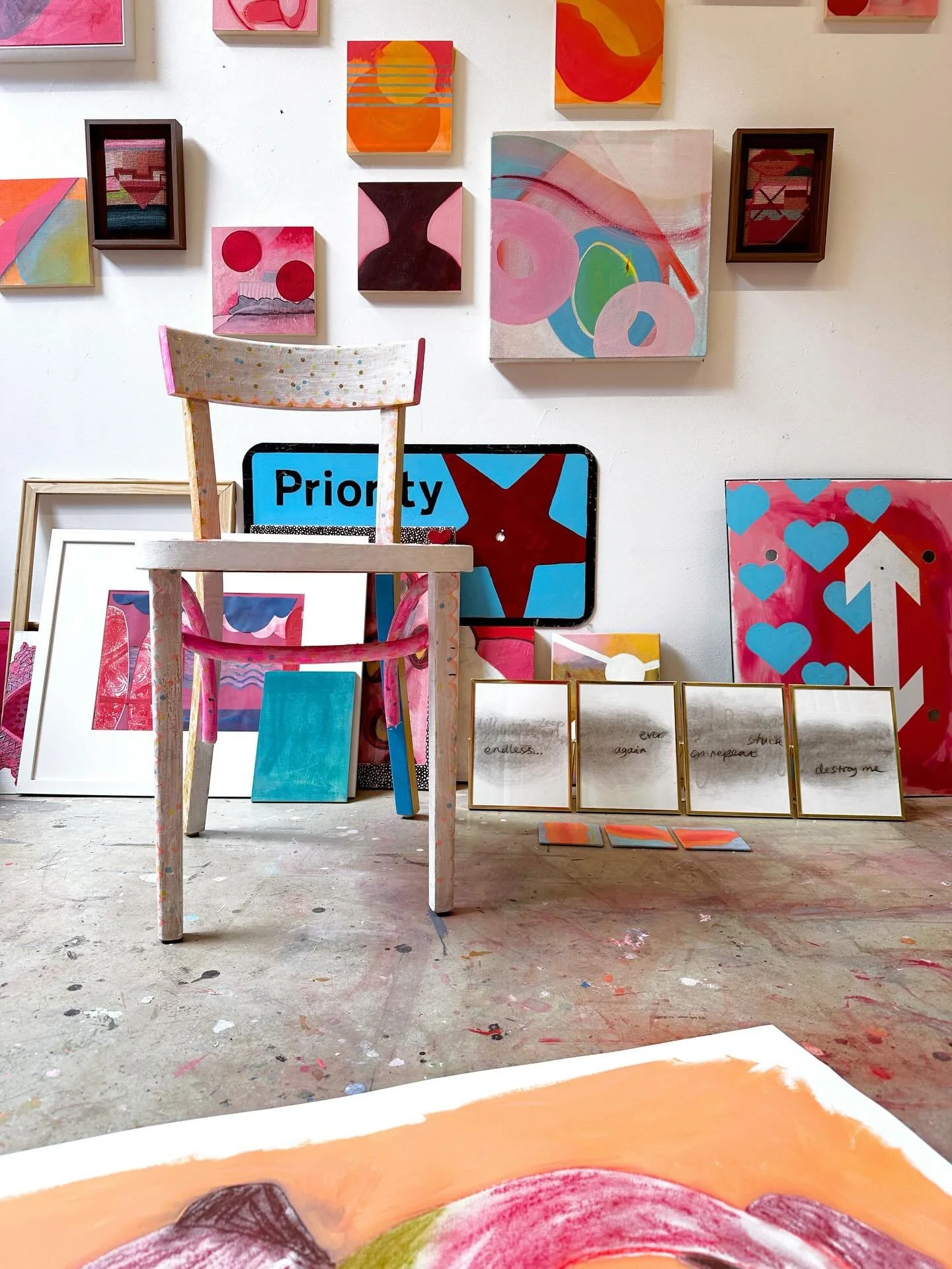 Stopped in my tracks by a migraine today (although it seems to be lifting now - and yes I&rsquo;ll get off my phone!) - a quick shot of the studio from yesterday as it&rsquo;s now just 10 days until I&rsquo;ll be opening the door for visitors! Come a