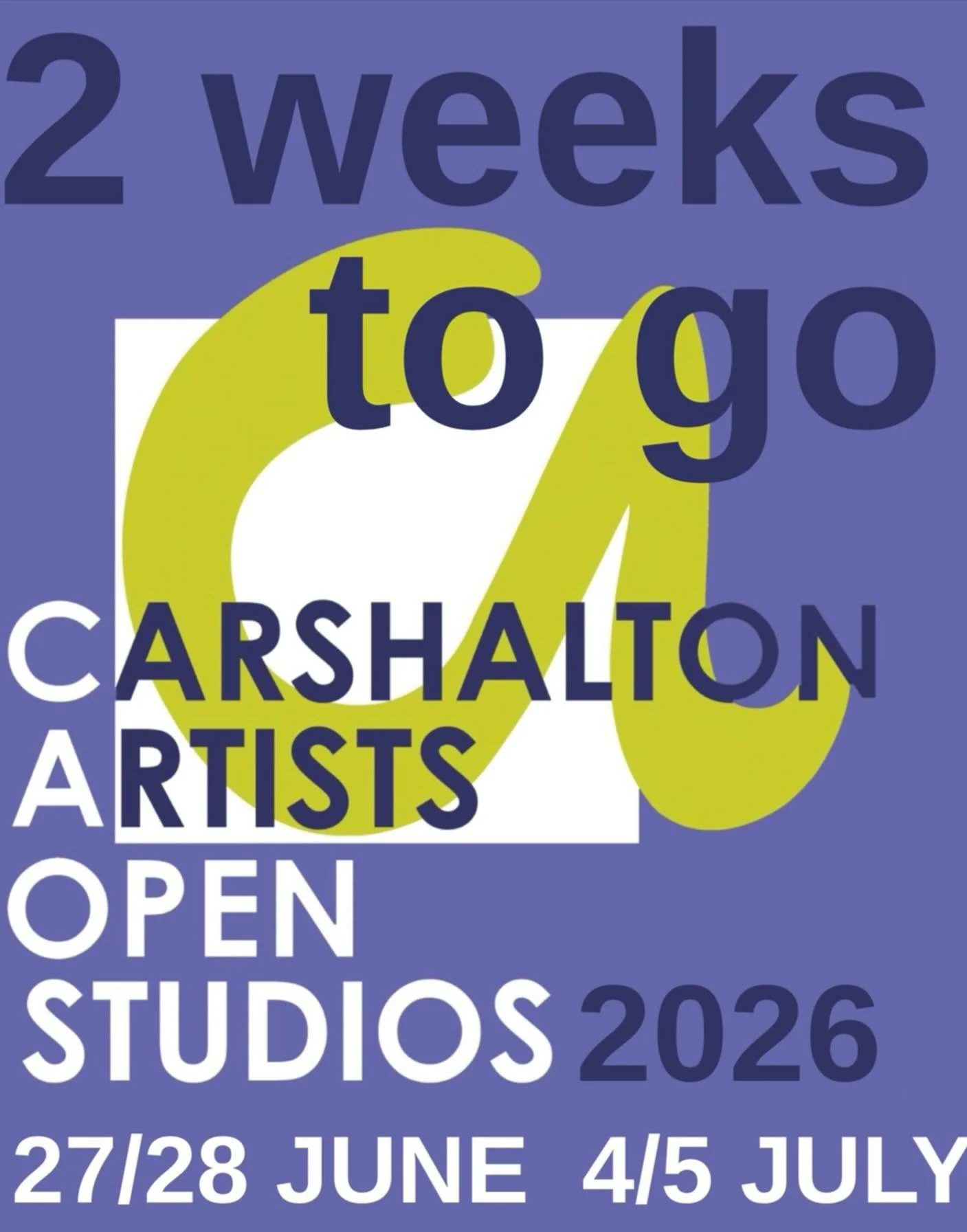 2 weeks today and we will have just opened for day 2 of @carshalton_artists open studios! Come and see me at location 22! #CAOSArt22 #Carshalton