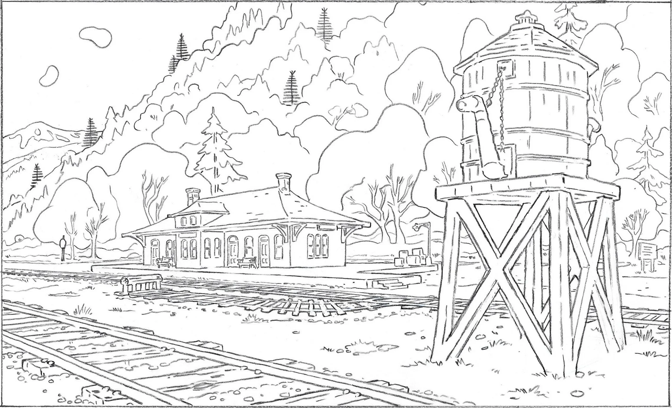  Curious George Train Station on Water Tower 