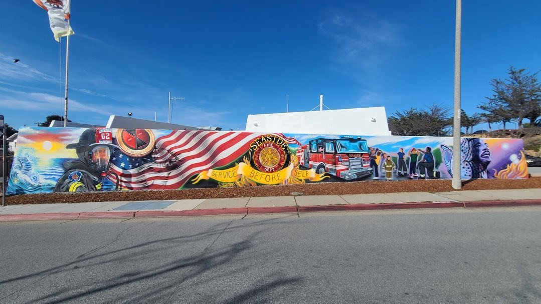 &ldquo;Service Before Self&rdquo;
70&rsquo; long x 10&rsquo; tall on left to 5&rsquo; tall on right. 

This project was a pleasure to work on for the incredible firefighters at the Seaside Fire Station and the entire community of Seaside. We have bee
