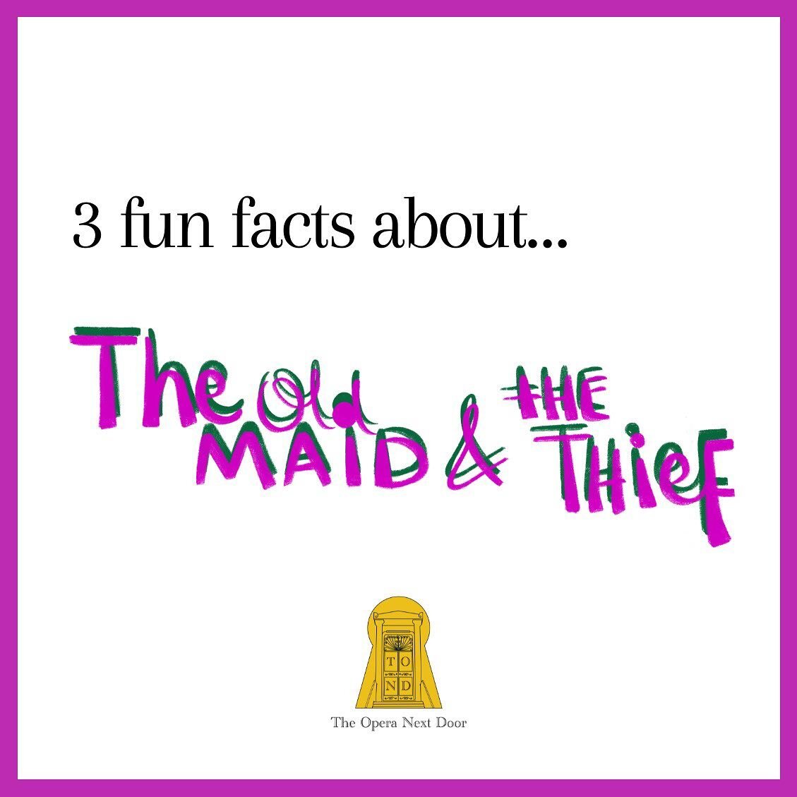 It&rsquo;s almost the weekend, neighbors! 

Swipe 👈🏼 for a few #funfacts 🤪🤪🤪 about our upcoming opera production The Old Maid and the thief&hellip;you curious what it&rsquo;s about?Do not miss it to find out!

Performances on September 10th and 