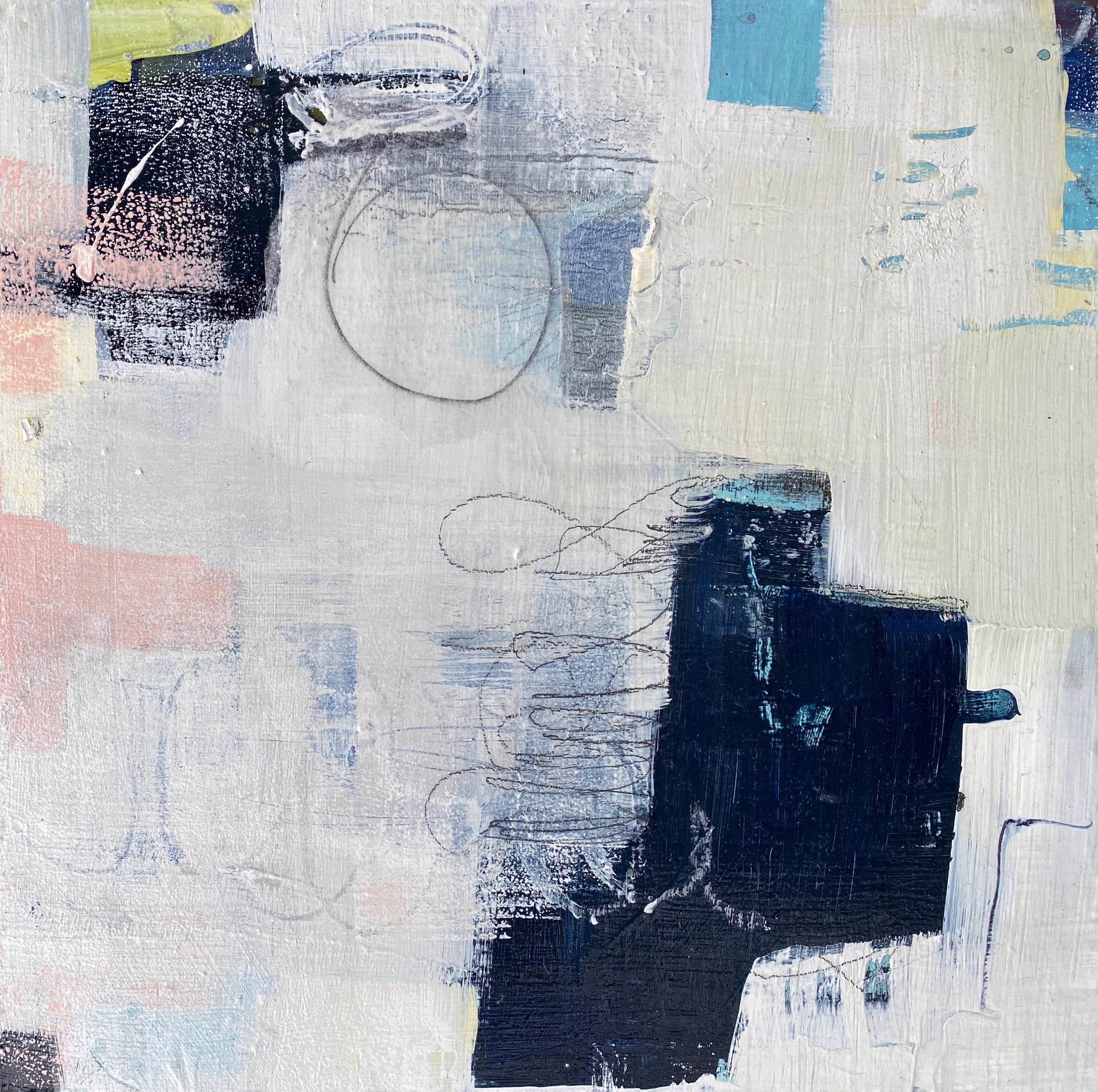 Absent Whim 2021 mixed media on panel 12 x 12 inches