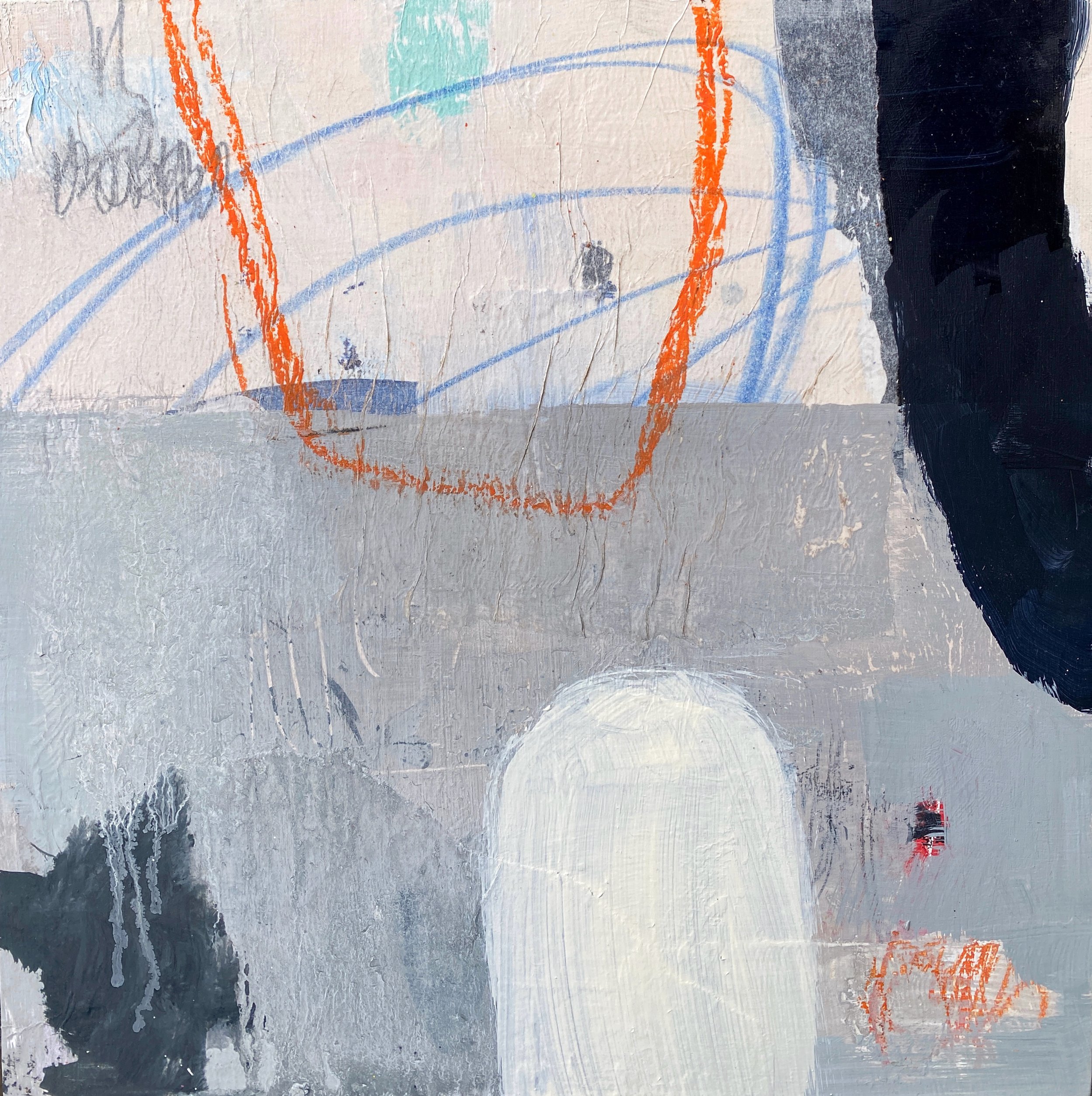 Spent it 2021 mixed media on panel 12 x 12 inches