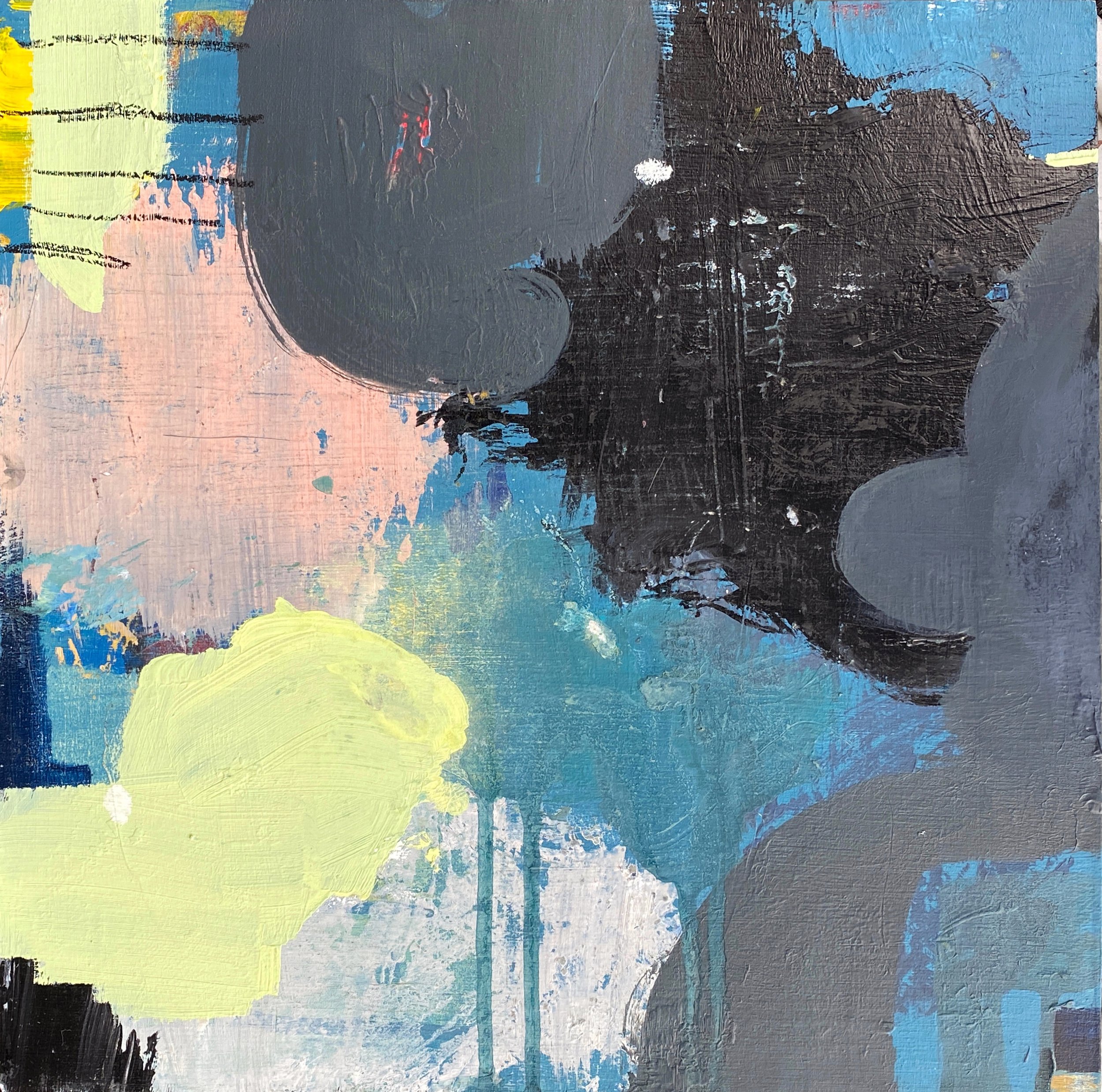 Lost Line 2021 mixed media on panel 12 X 12 inches