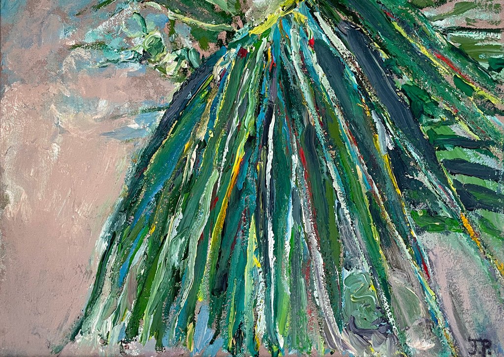Palm Fronds, Acrylic on Canvas, 12" x 16.5"