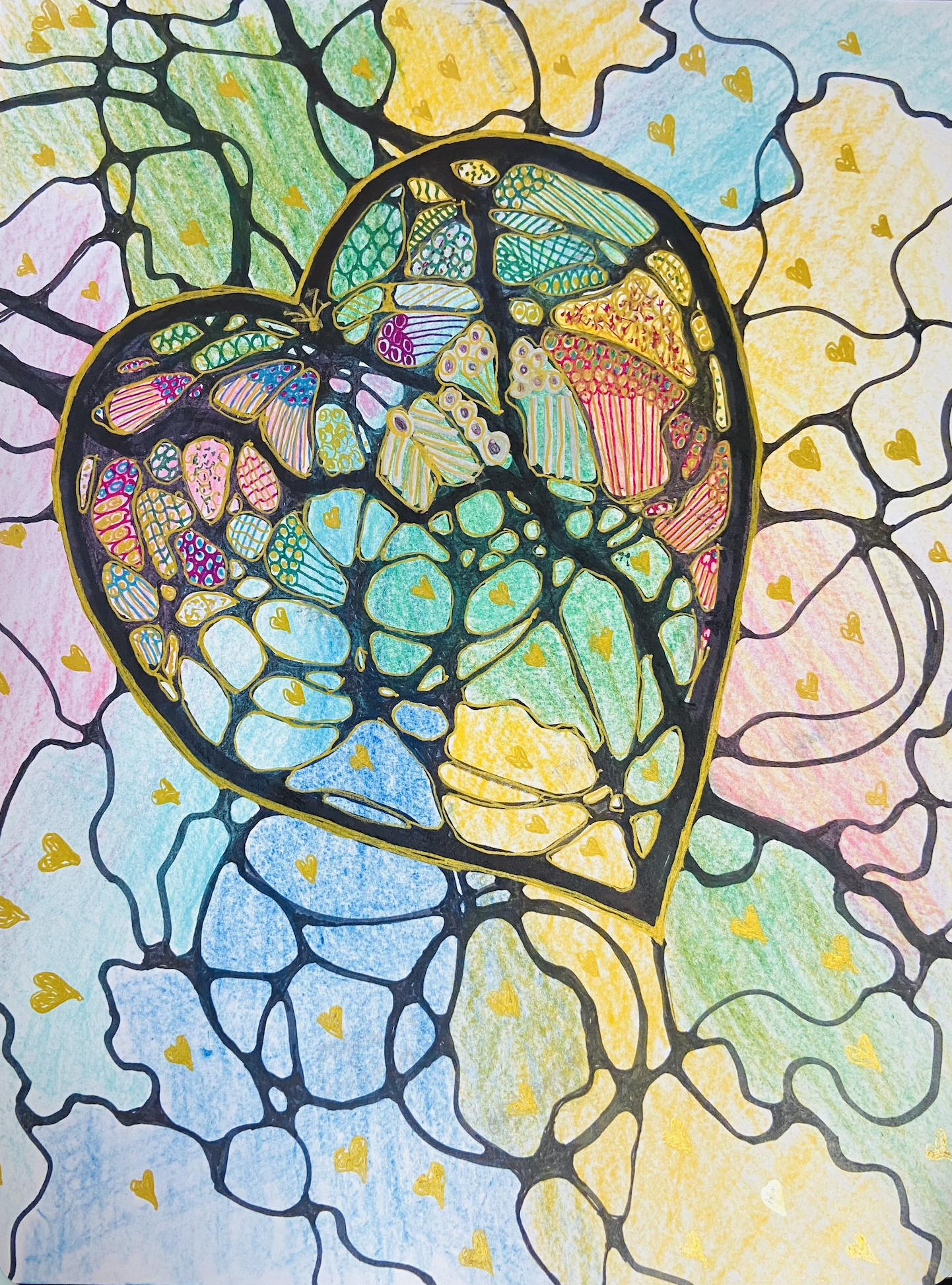 Neuro art featuring gratitude tree with gifts. 