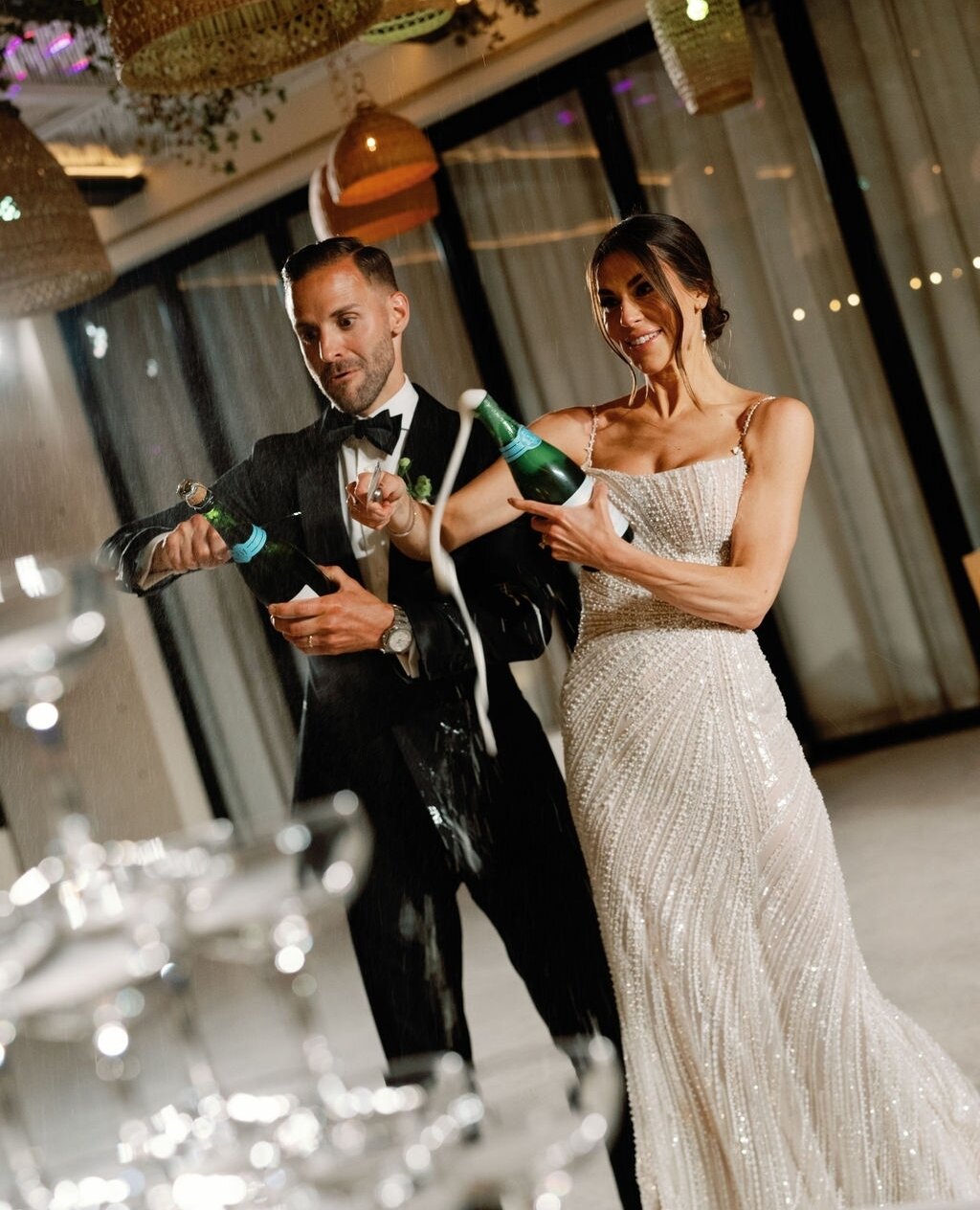 Sip sip hooray! @jennywesttaylor and @craigataylor_ certainly know how to raise a glass to a good time. ⁠
⁠
Planning: @hollowayevents⁠
Videographer: @claytonfilmco⁠
Photography: @lisaziesing @abbyjiu⁠
Florals: @Pinacate0202⁠
Hair &amp; Makeup:@daniel