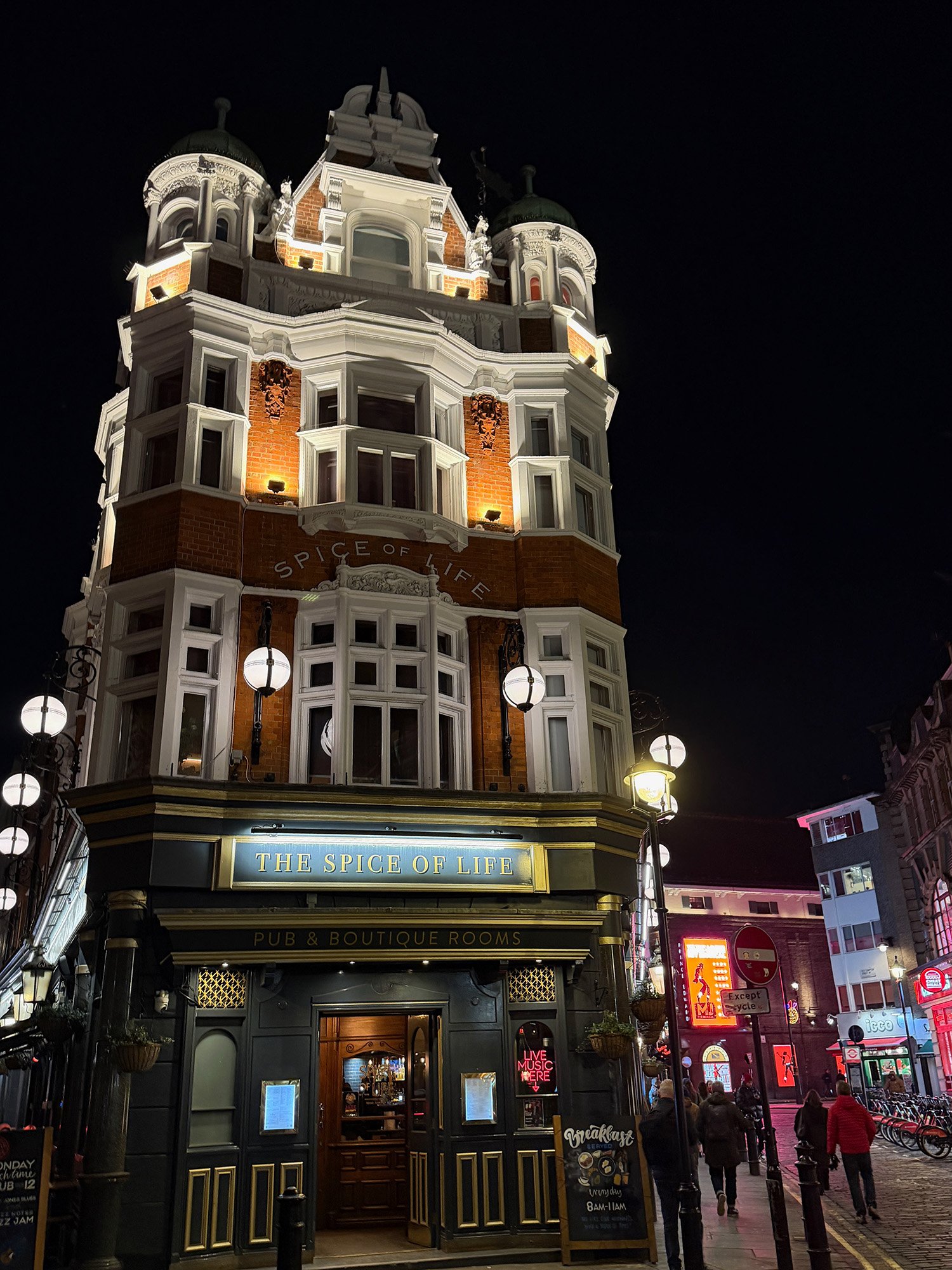 Exterior of the Spice of Life Hotel in London