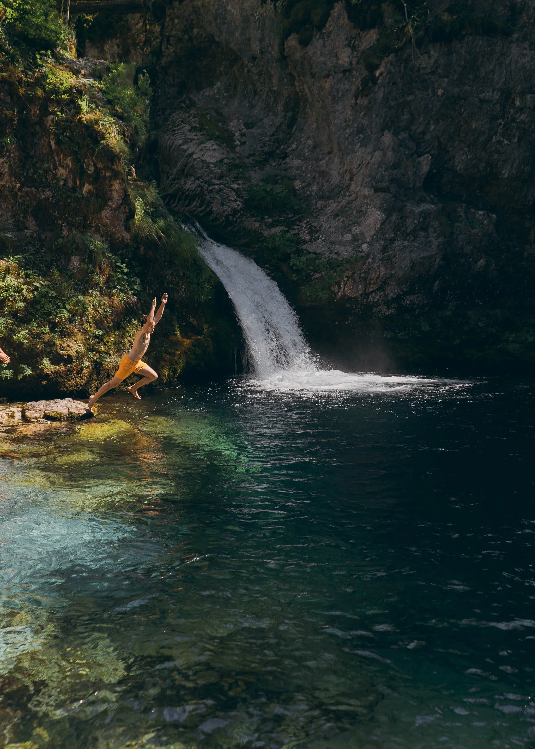 Taking a (quick) dip in a glacial spring, Albania