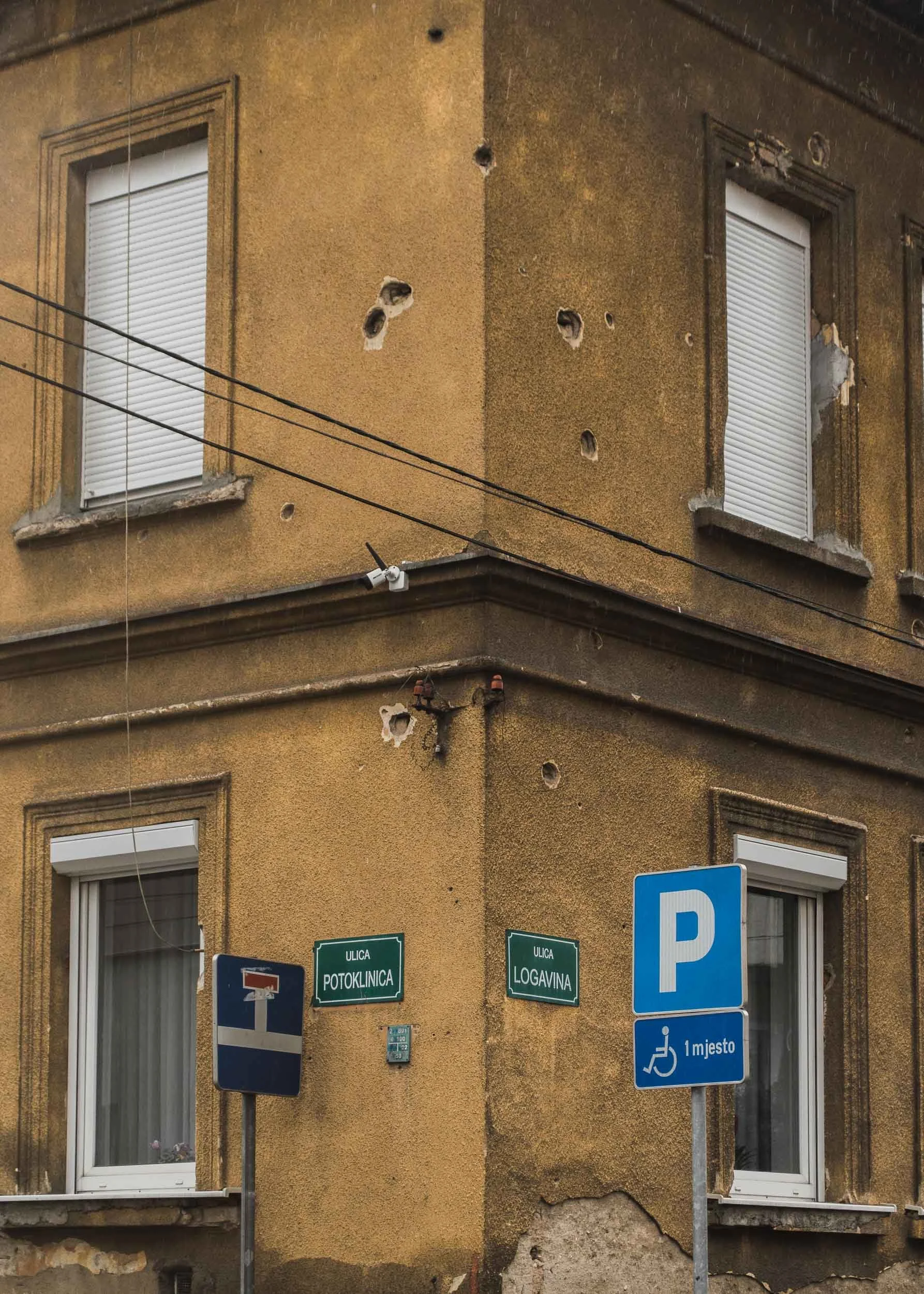 Bullet holes from the 1992-95 Bosnian War, Sarajevo, Bosnia & Herzegovina