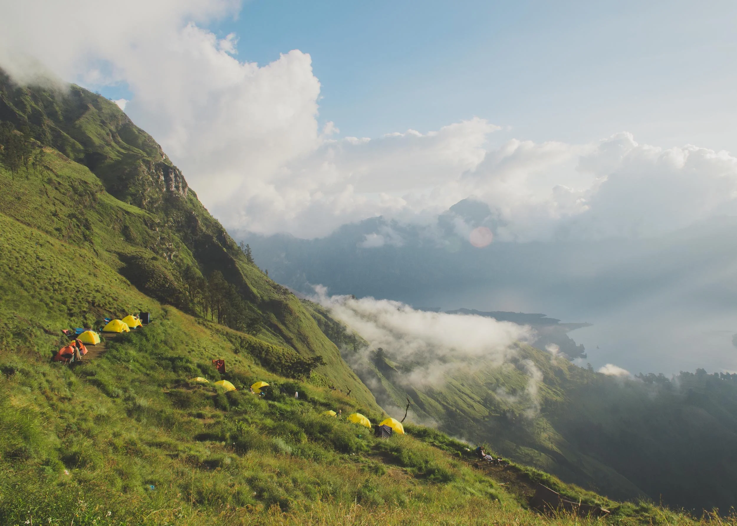 Campsite at the crater rim, Mount Rinjani, Indonesia