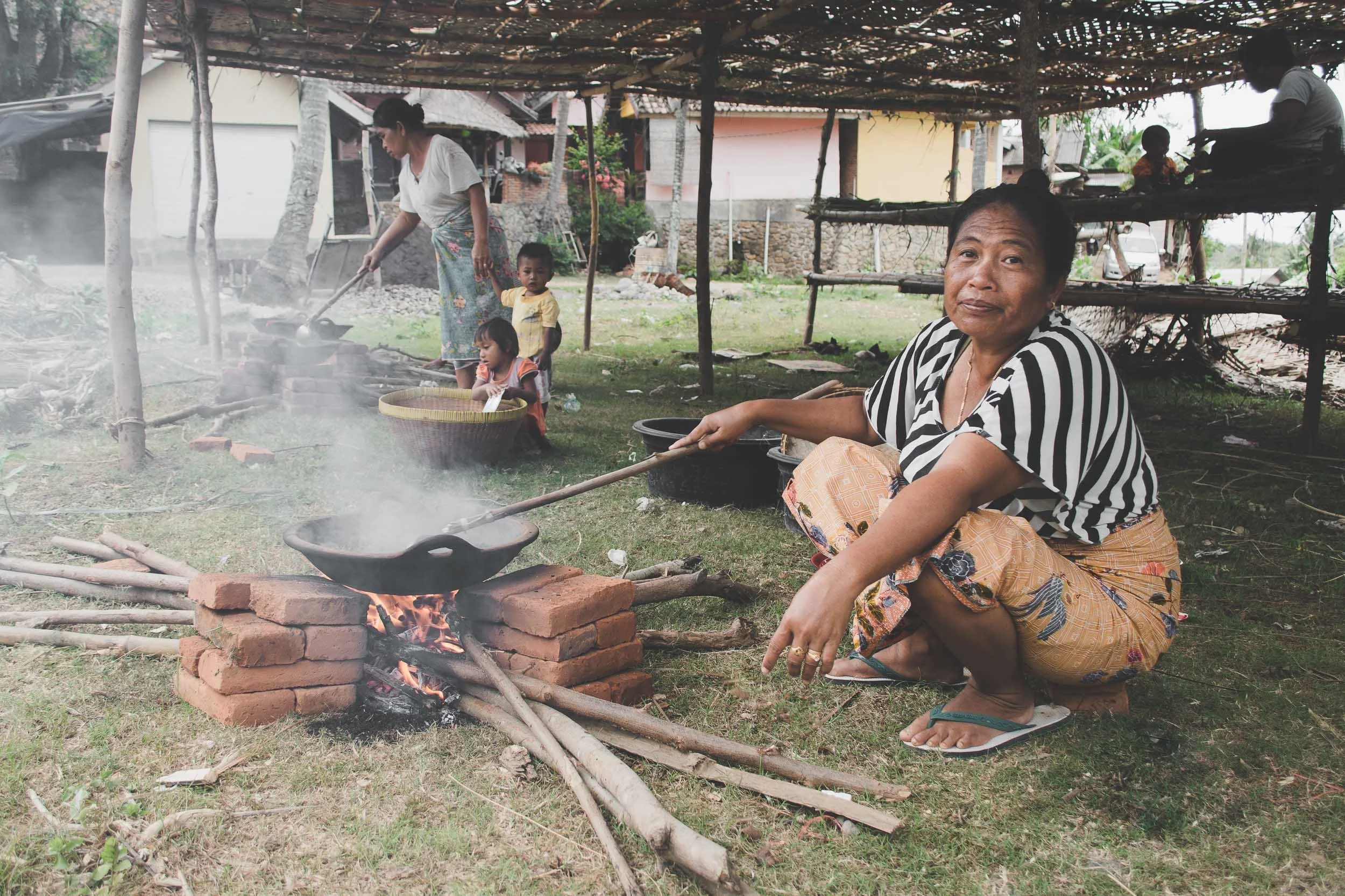 Roasting coffee, Kuta, Lombok, Indonesia