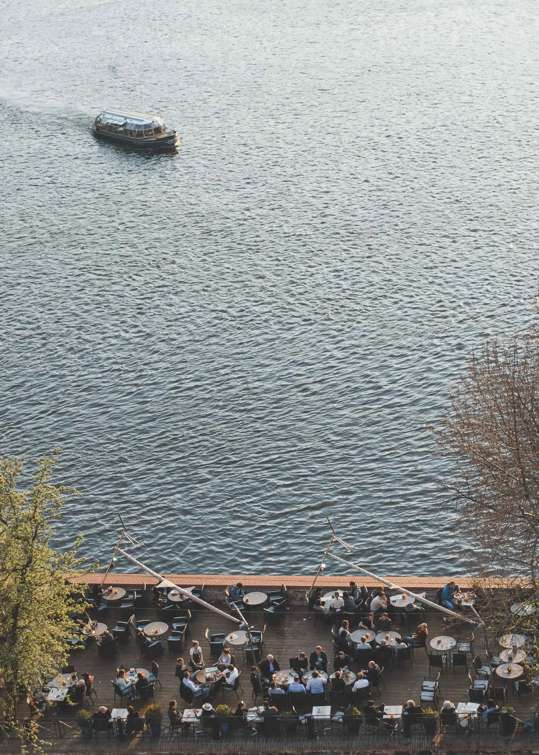 Riverside dining, Prague, Czech Republic