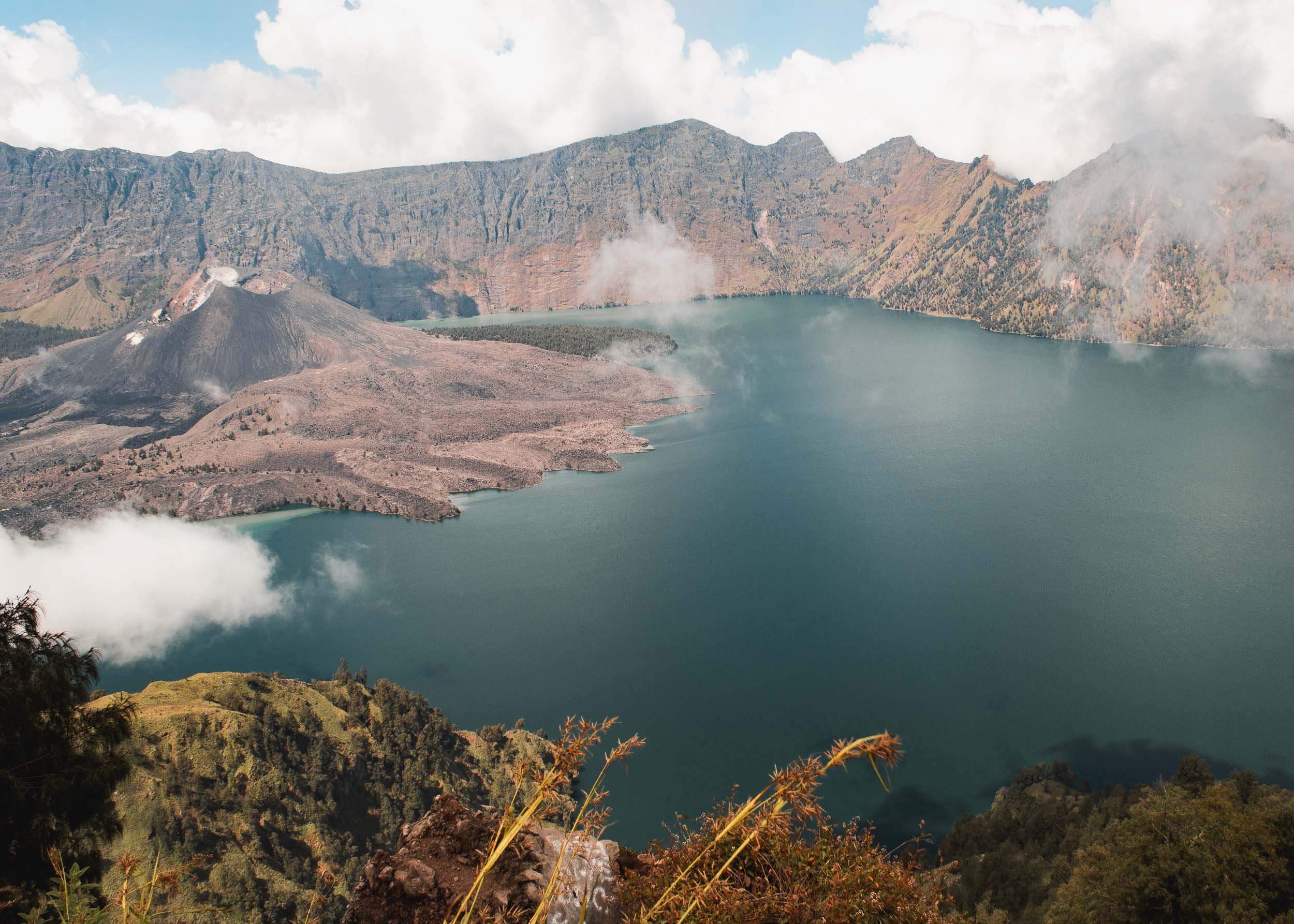 Looking into the crater, Mount Rinjani, Indonesia