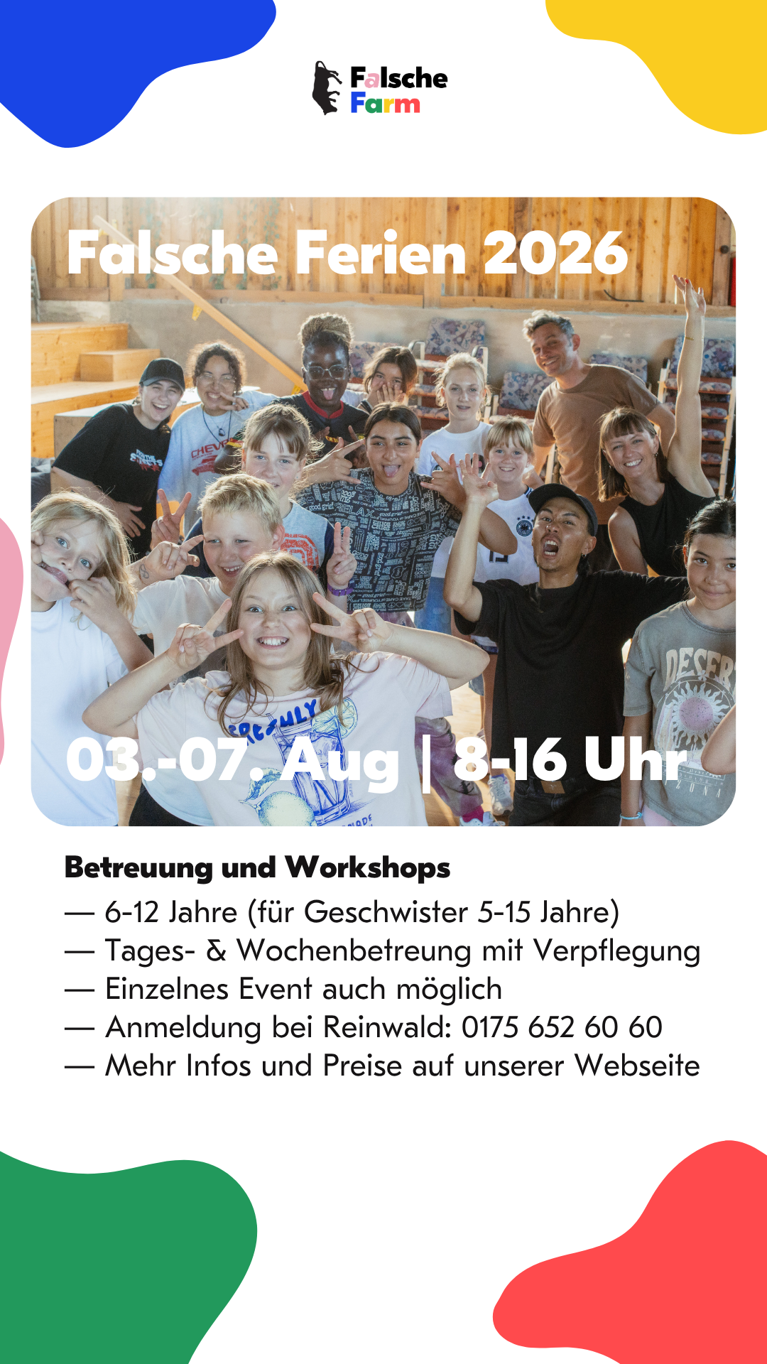Falsche Ferien 2026| Betreuung und Workshops