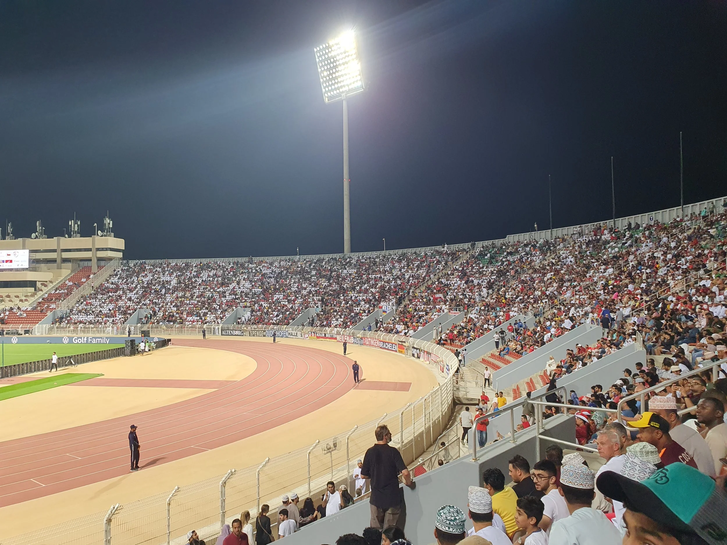 Football in Stadium Sultan Qaboos. 