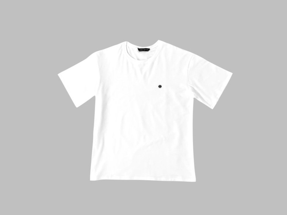 Jamie Button White Oversized Cotton T-shirt