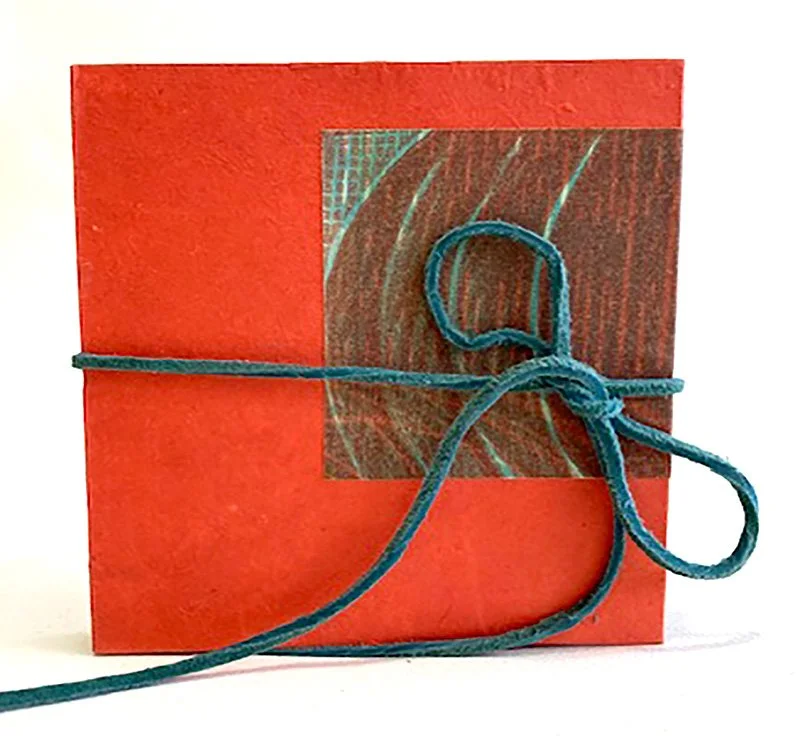 Structural Chaos,Turkish Map Fold, 4x4", reduction woodcut, handmade paper