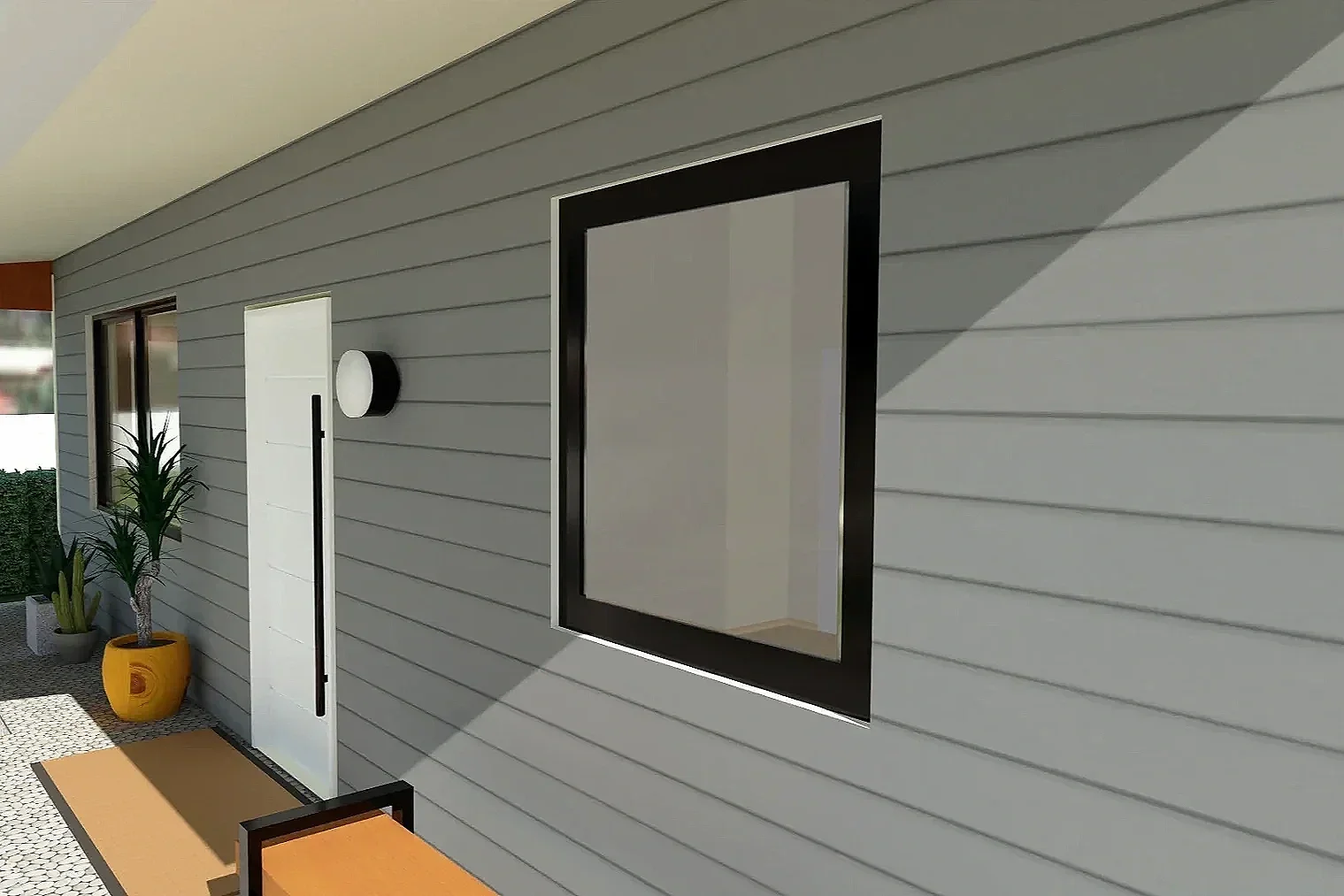 Flat window without a brim or reveal